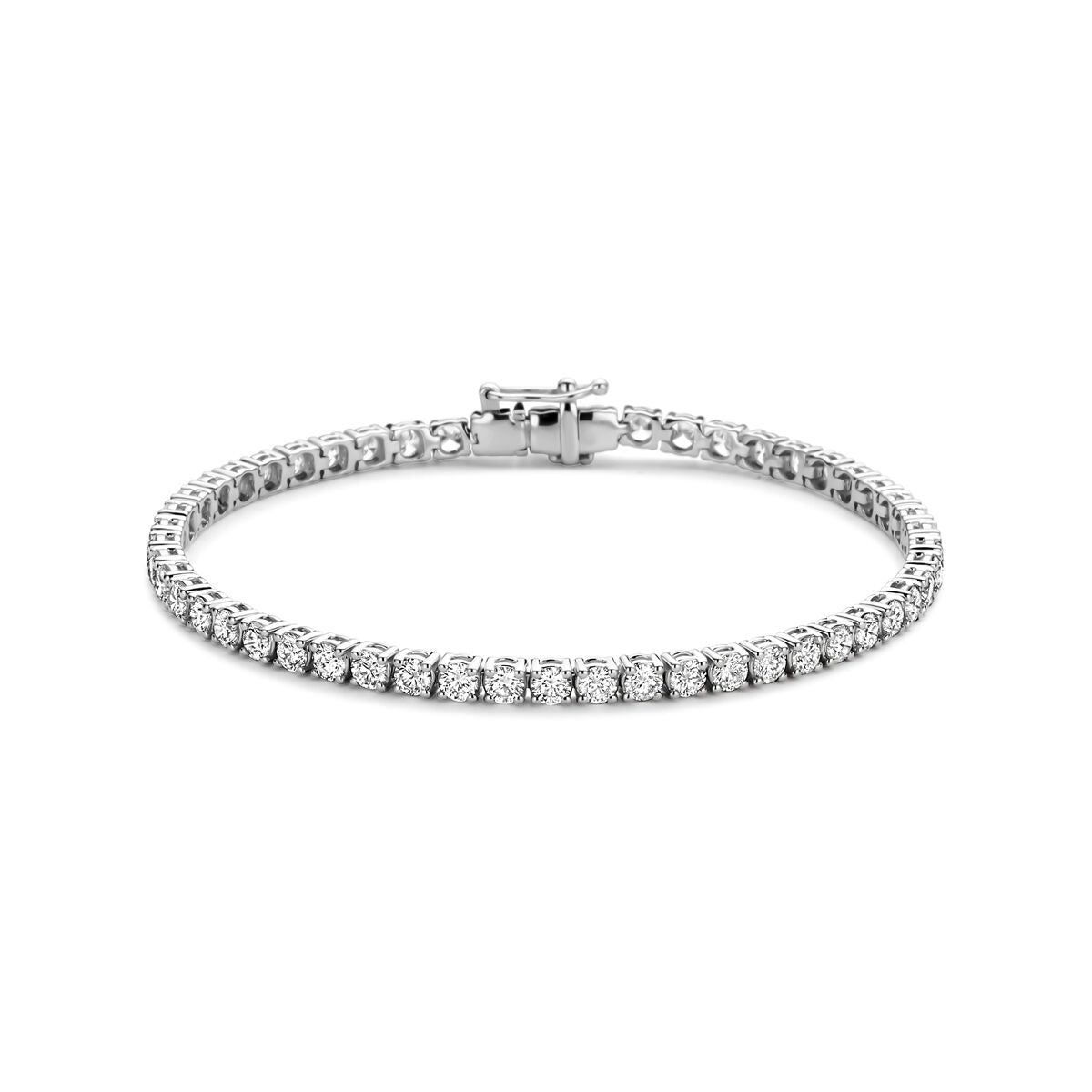 Bracciale in oro bianco 14k con diamanti lab grown da 5.00ct, design tennis.