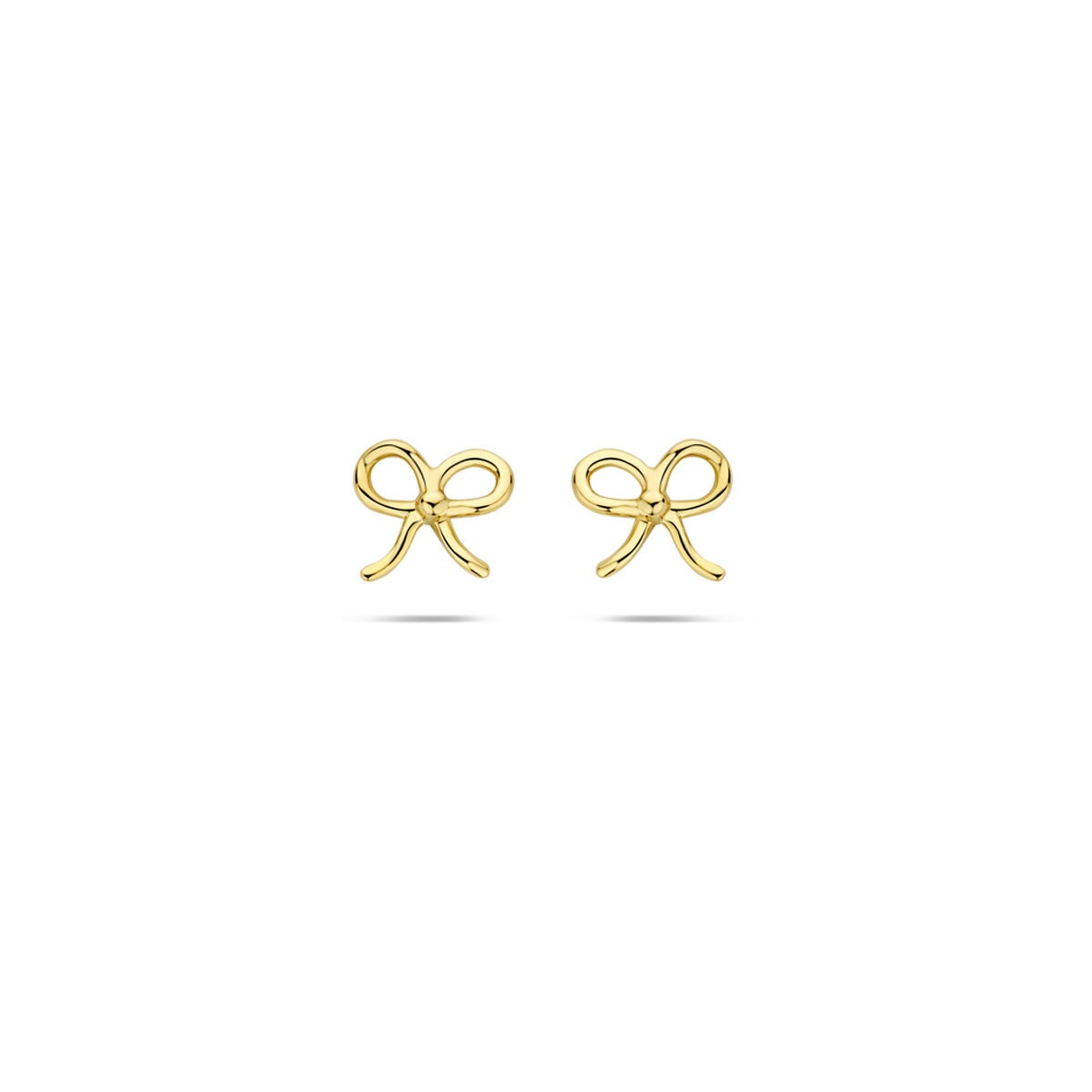 Orecchini in oro giallo 14k a forma di fiocco.