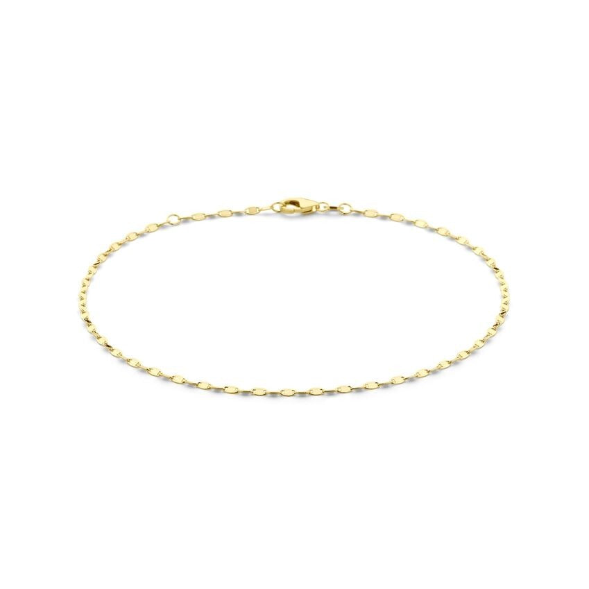 Bracciale in oro giallo 14k, regolabile, con larghezza della maglia di 2 mm.