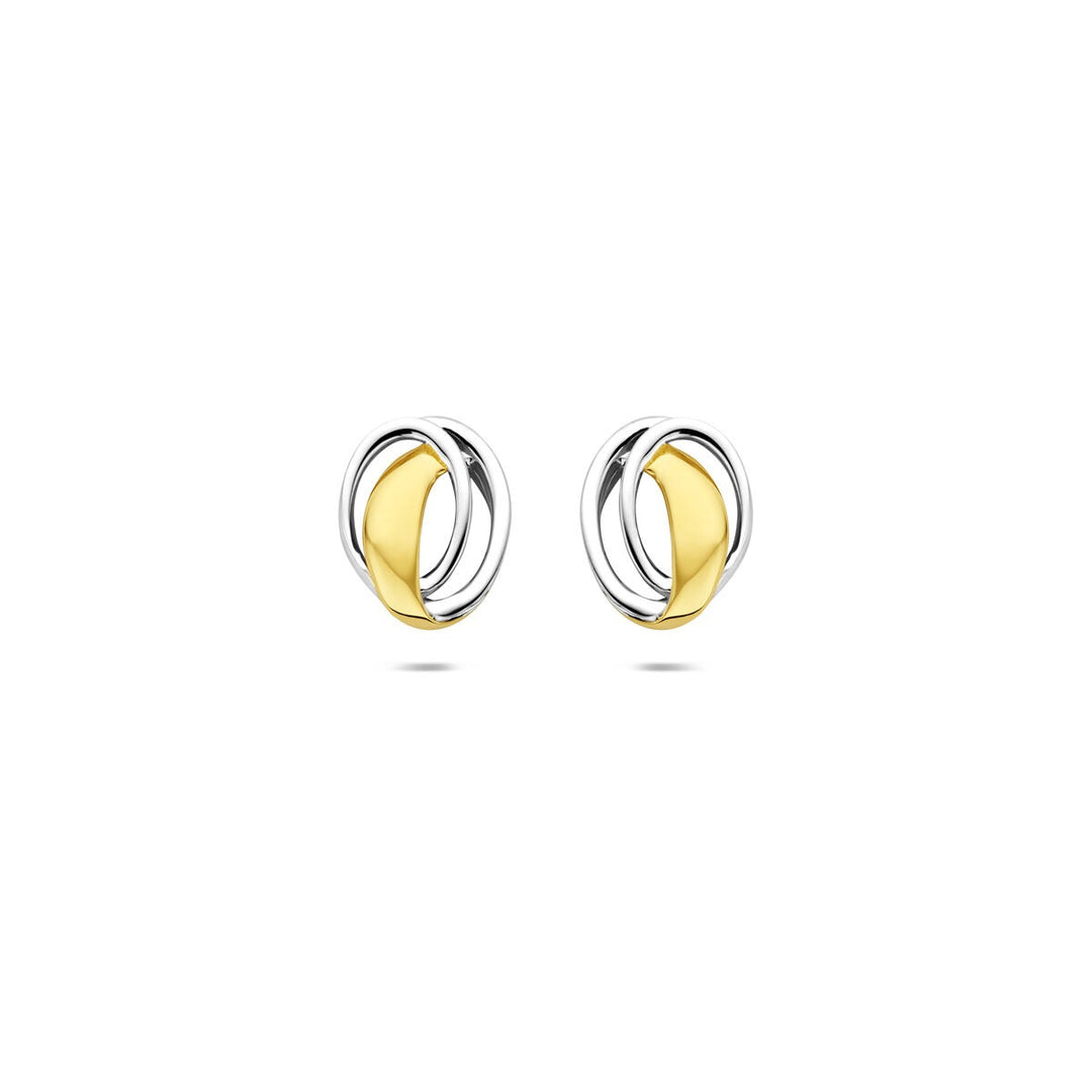 Gouden oorknopjes – 9k geel- en witgoud, ovaal design