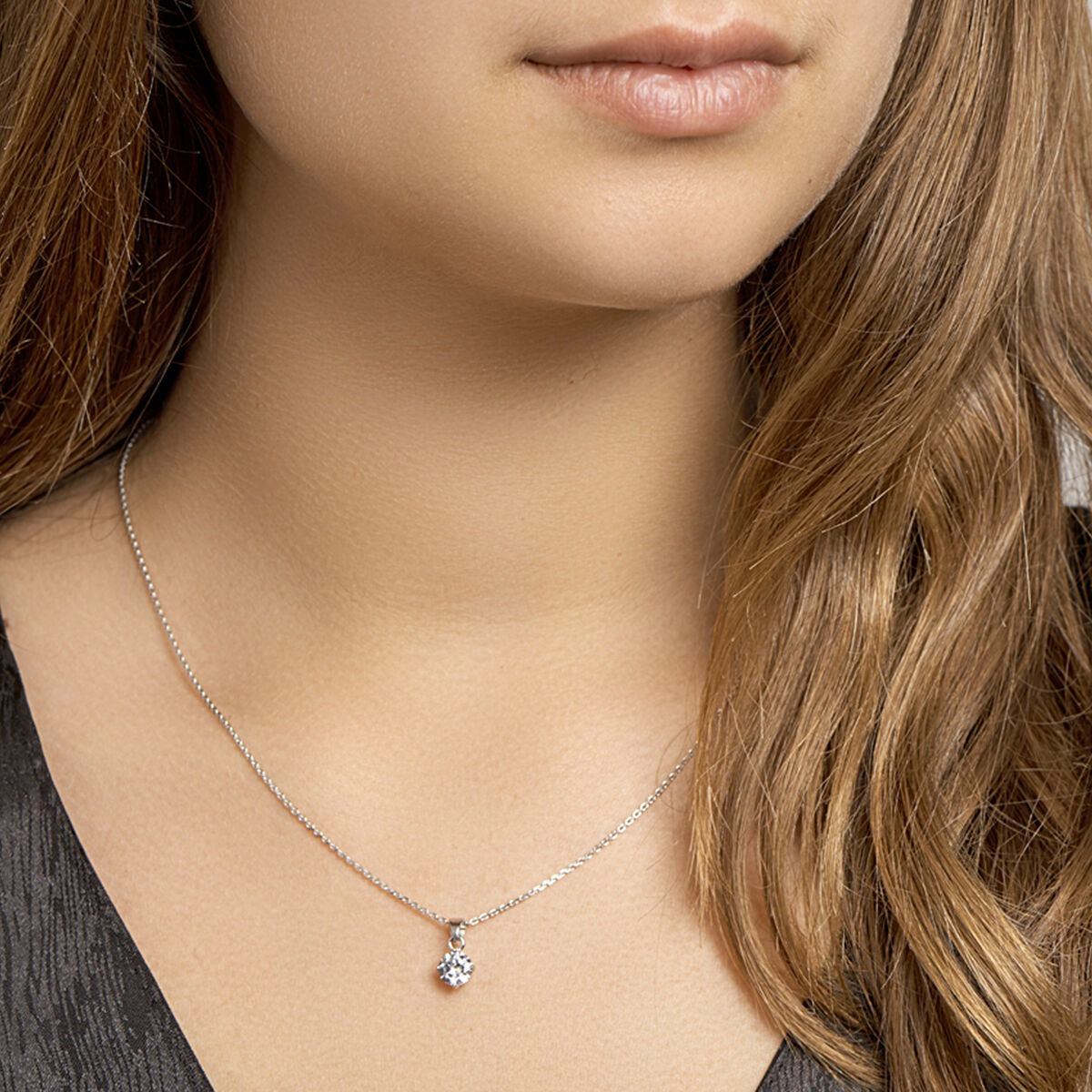 Collier in argento con zircone – argento 925 rodiato