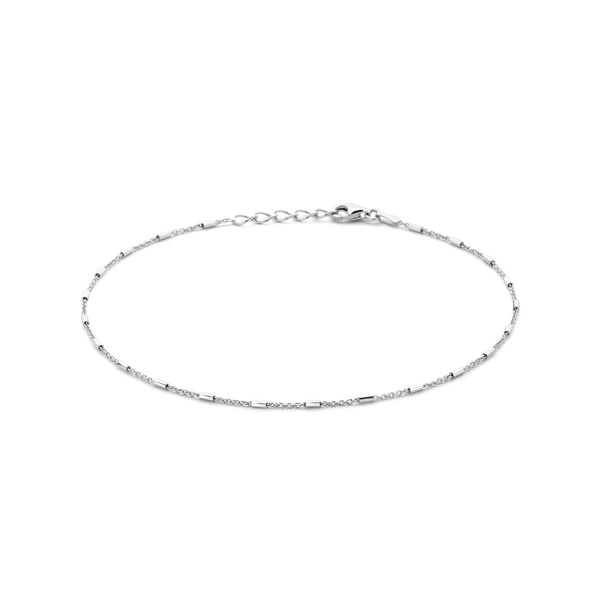 Bracciale da caviglia in argento 925 rodiato con tubi.