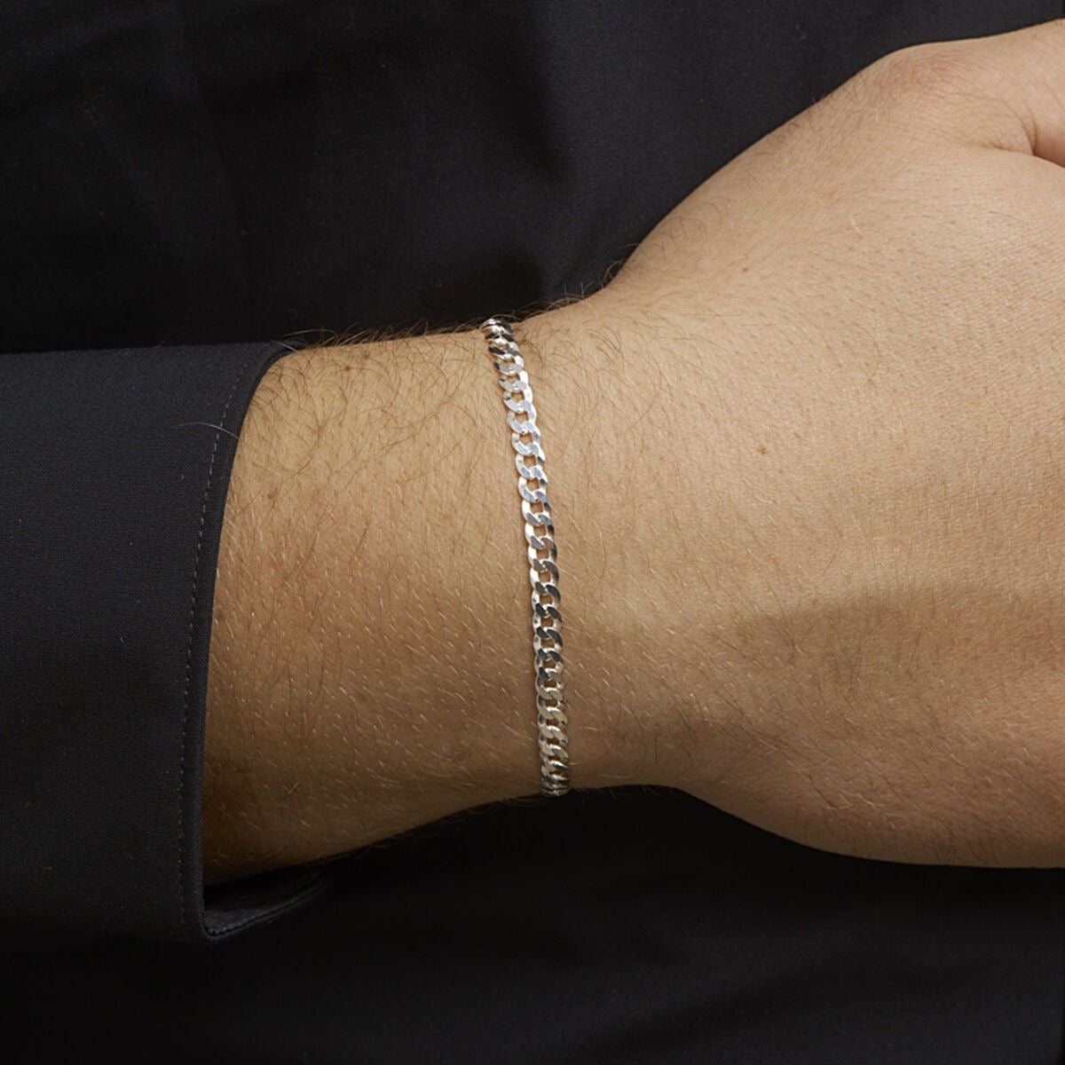 Gerhodineerd 925 zilveren gourmet armband 4,3 mm