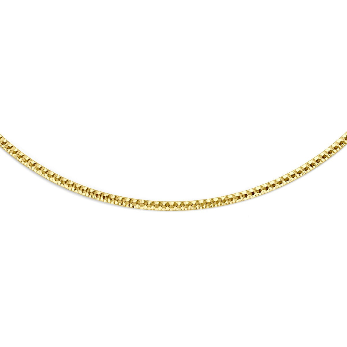 Collana omega in oro giallo 14k con maglia piatta 2,5 mm 45 cm