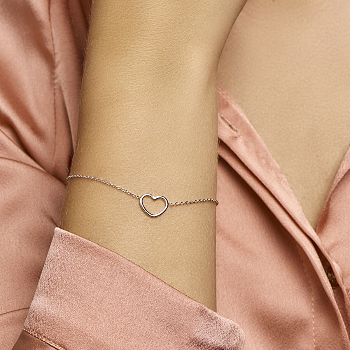 Bracciale in argento con cuoricino – argento 925 rodiato