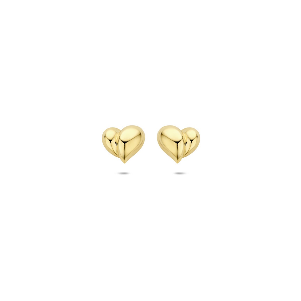 Orecchini a forma di cuore in oro giallo 14k con finitura lucida.