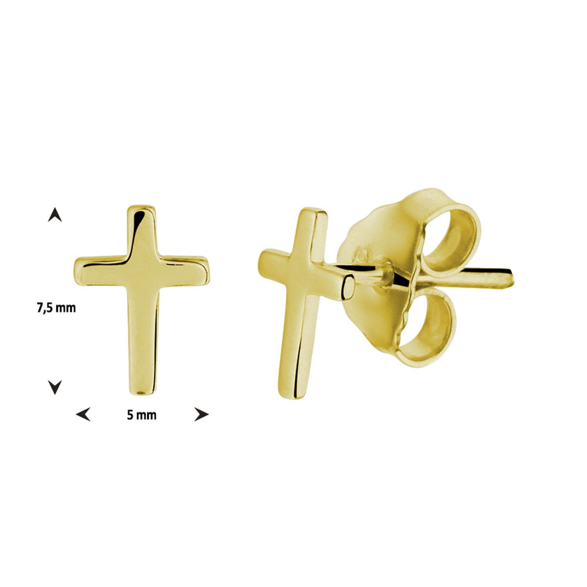 Orecchini a bottone croce in argento dorato – simbolo discreto color oro