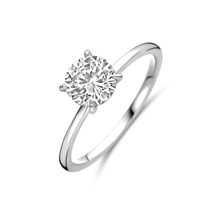Zilveren ring met briljant geslepen zirkonia – gerhodineerd 925 zilver, 6,5 mm