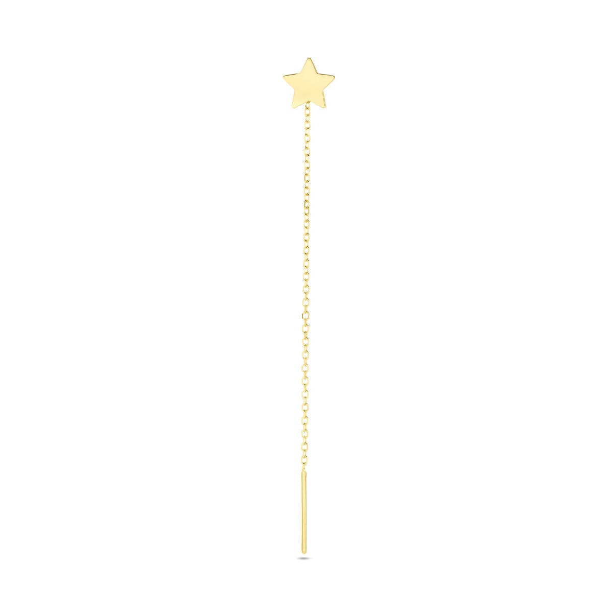 Orecchino pendente a catena in oro giallo 14k con stella poli.