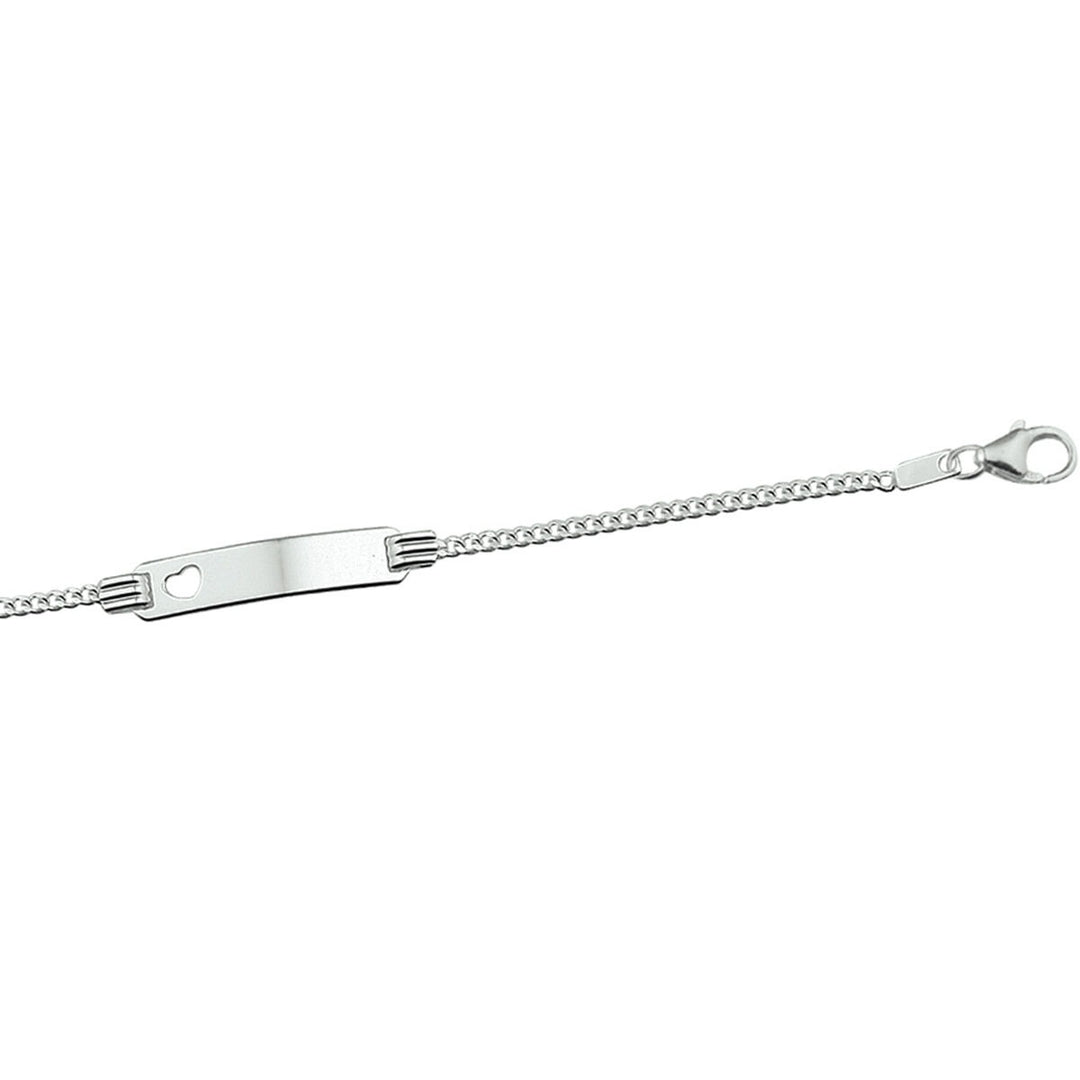 Gerhodineerde zilveren kinder graveerarmband met hart