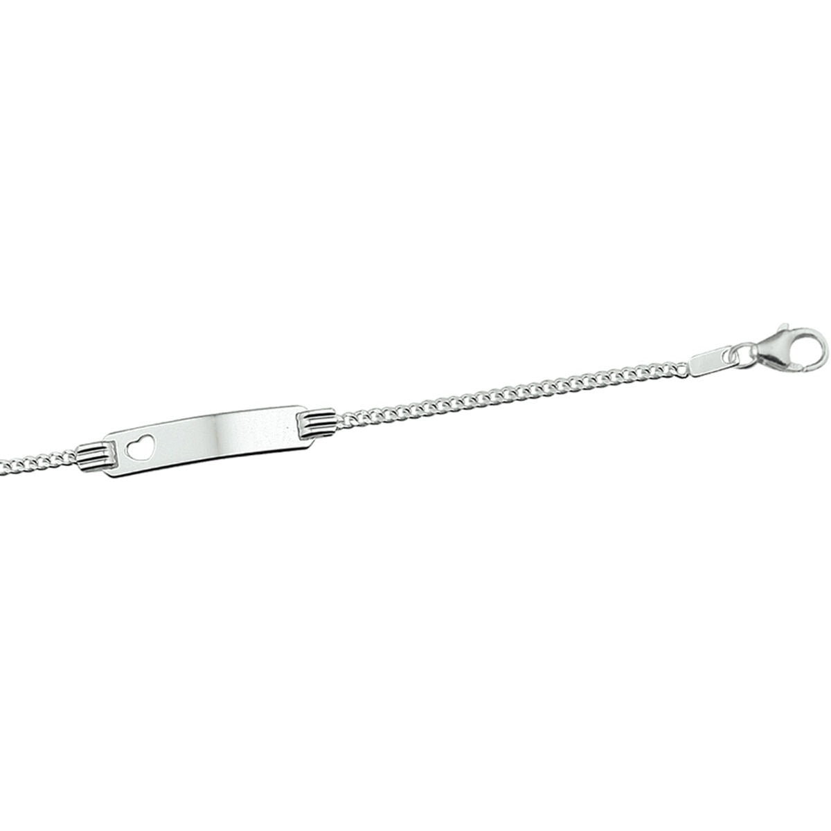 Gerhodineerde zilveren kinder graveerarmband met hart