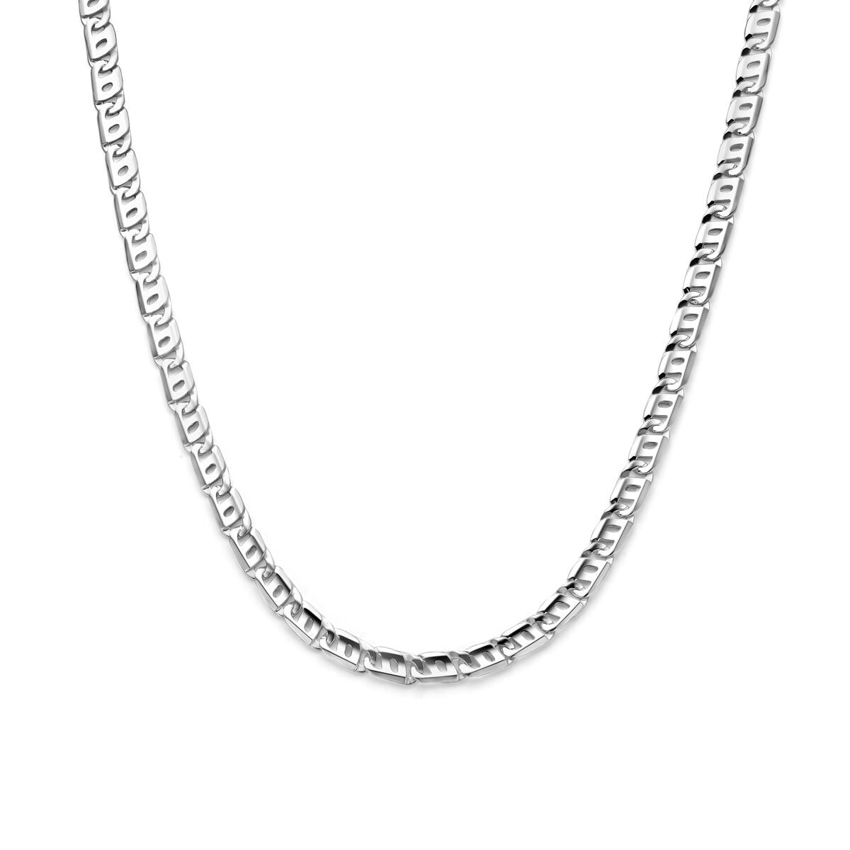 Zilveren heren ketting met anker schakels van 7 mm breed, met een glanzende afwerking.