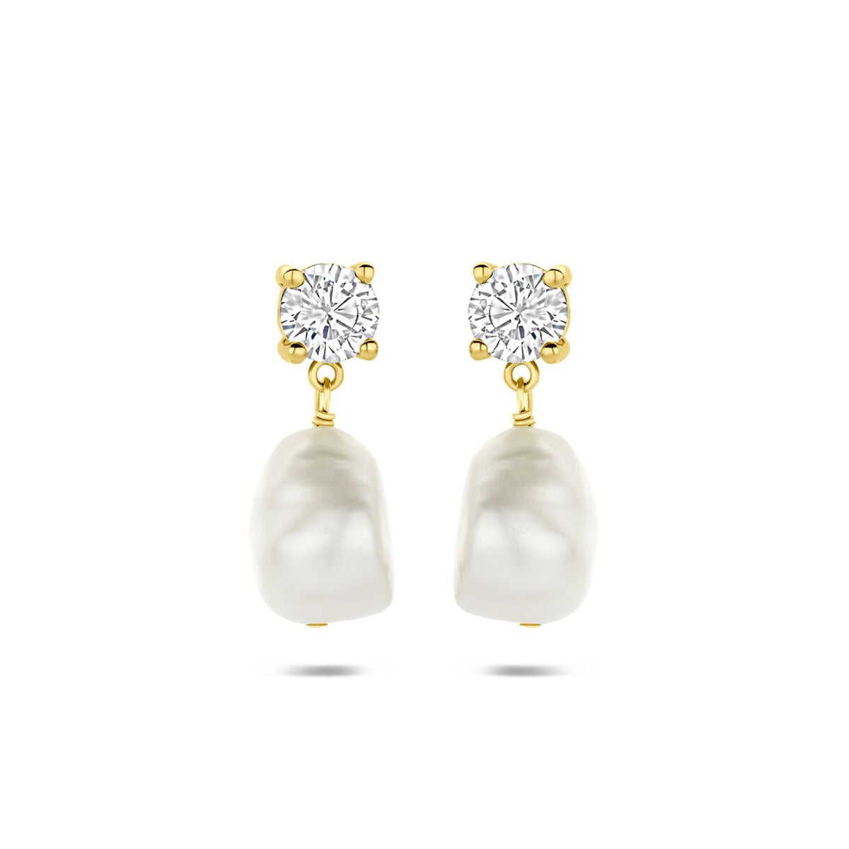 Orecchini in argento 925 dorato con perla e zirconi.