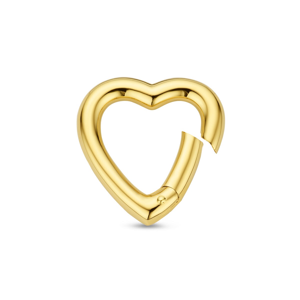 Connector a forma di cuore in oro giallo 14k, con finitura lucida e design moderno.