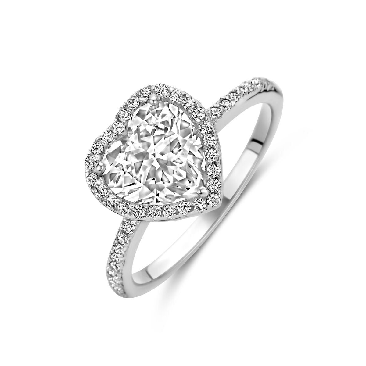 Anello da donna in argento – forma di cuore con zirconia