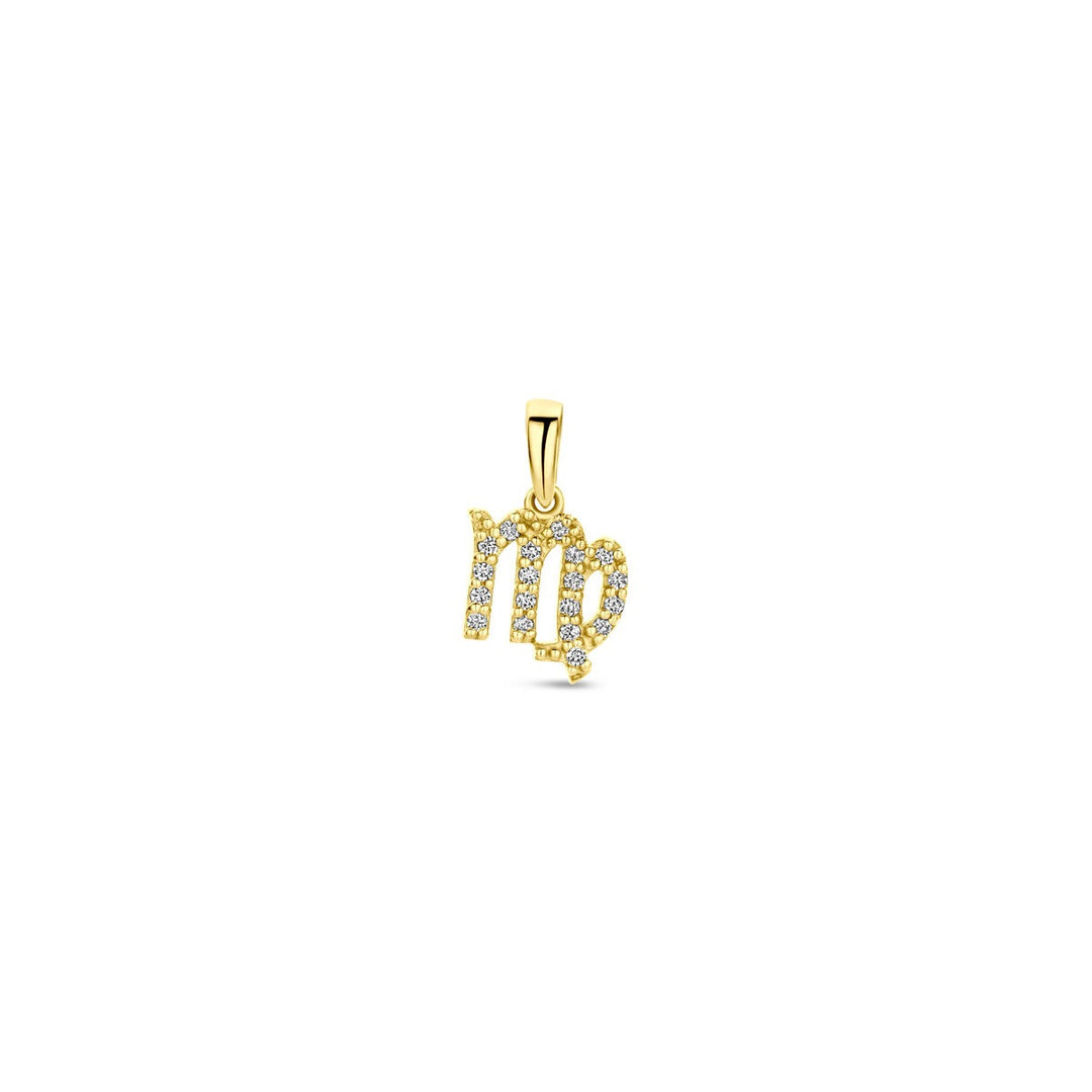 14k geelgouden sterrenbeeld hanger met diamant