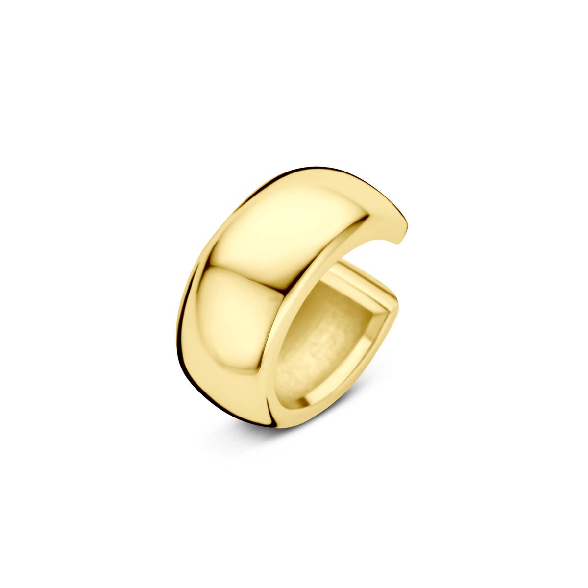 Orecchino cuff in argento 925 placcato oro, con finitura lucida e design moderno.