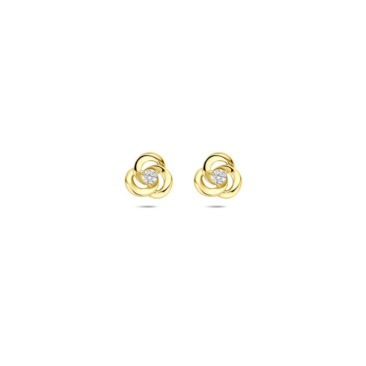 Geelgouden oorknoppen met zirkonia – 14k, solitaire zetting