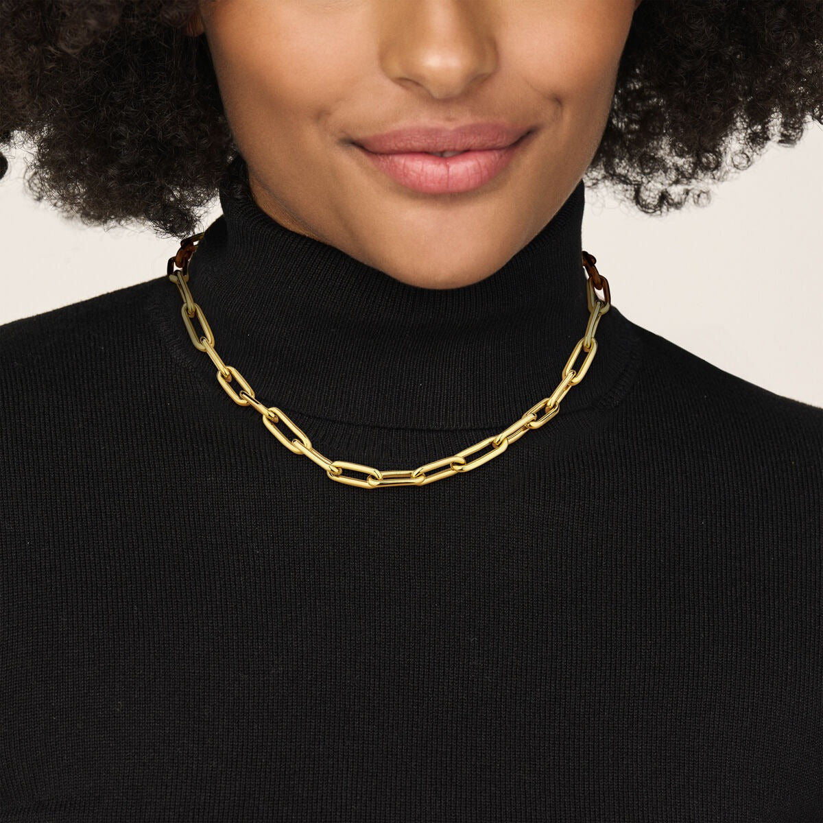 Collana da donna in acciaio con placcatura color oro – 44,5 a 49,5 cm