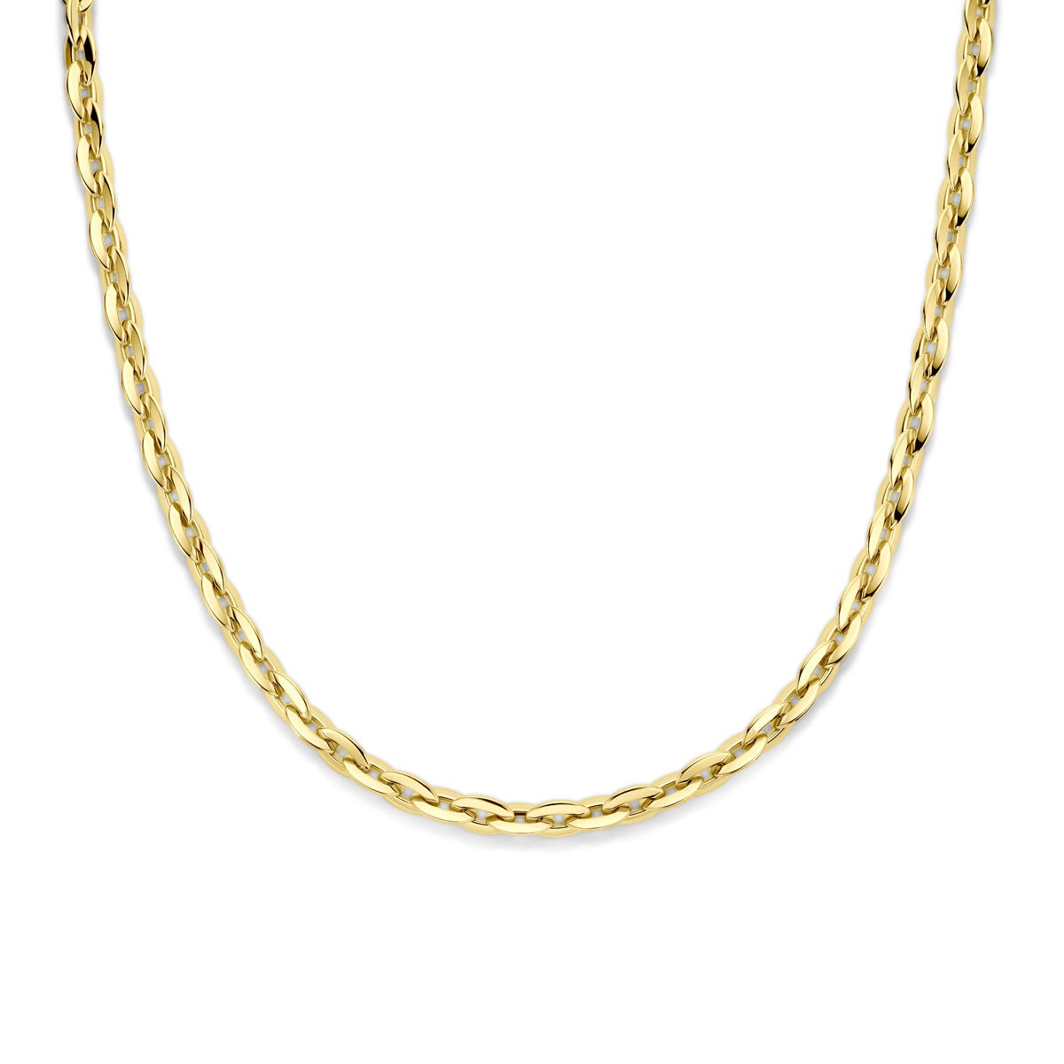 Collana in oro giallo 14k con maglie a forma di ancoraggio.