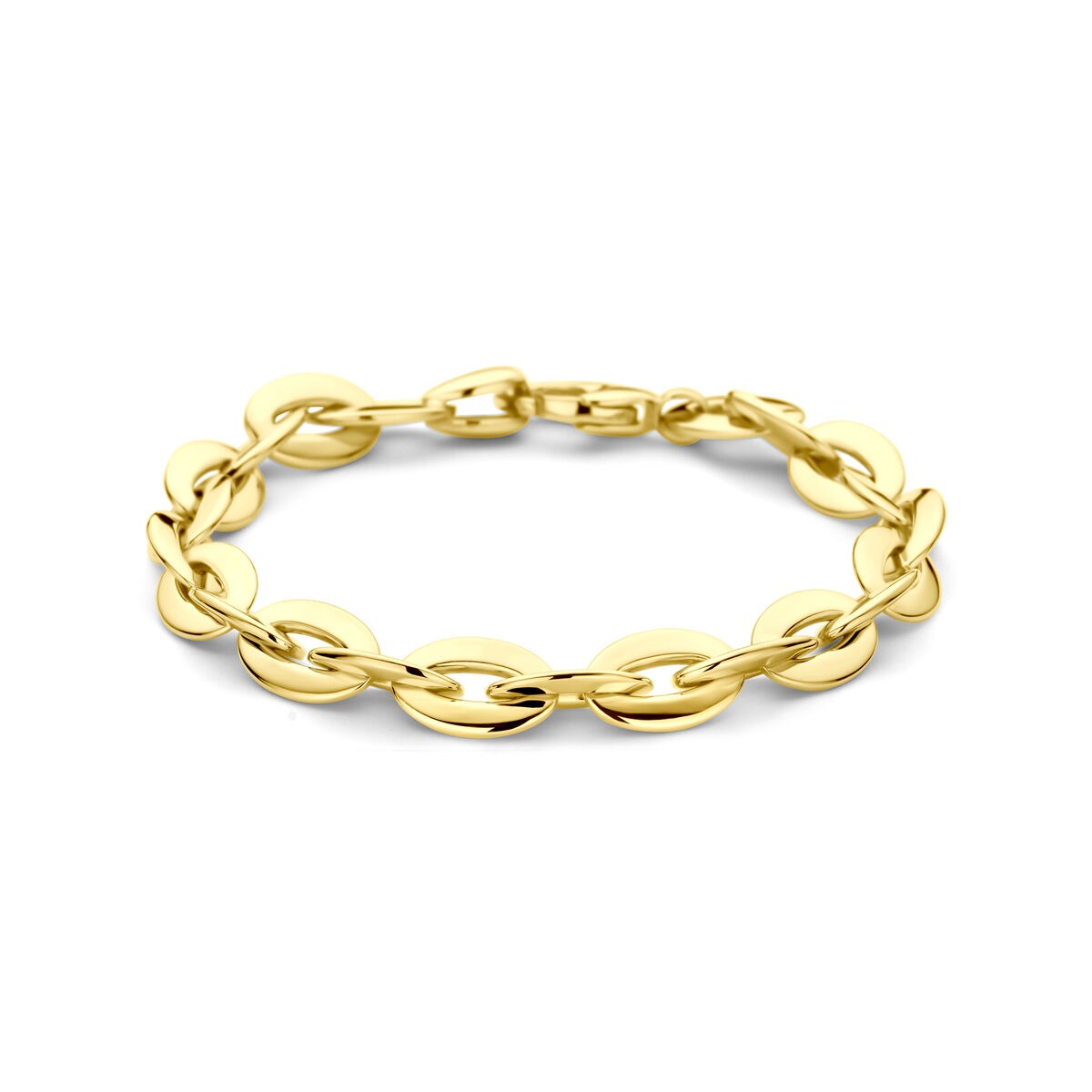 Bracciale in oro giallo 14k con maglie ad anello.