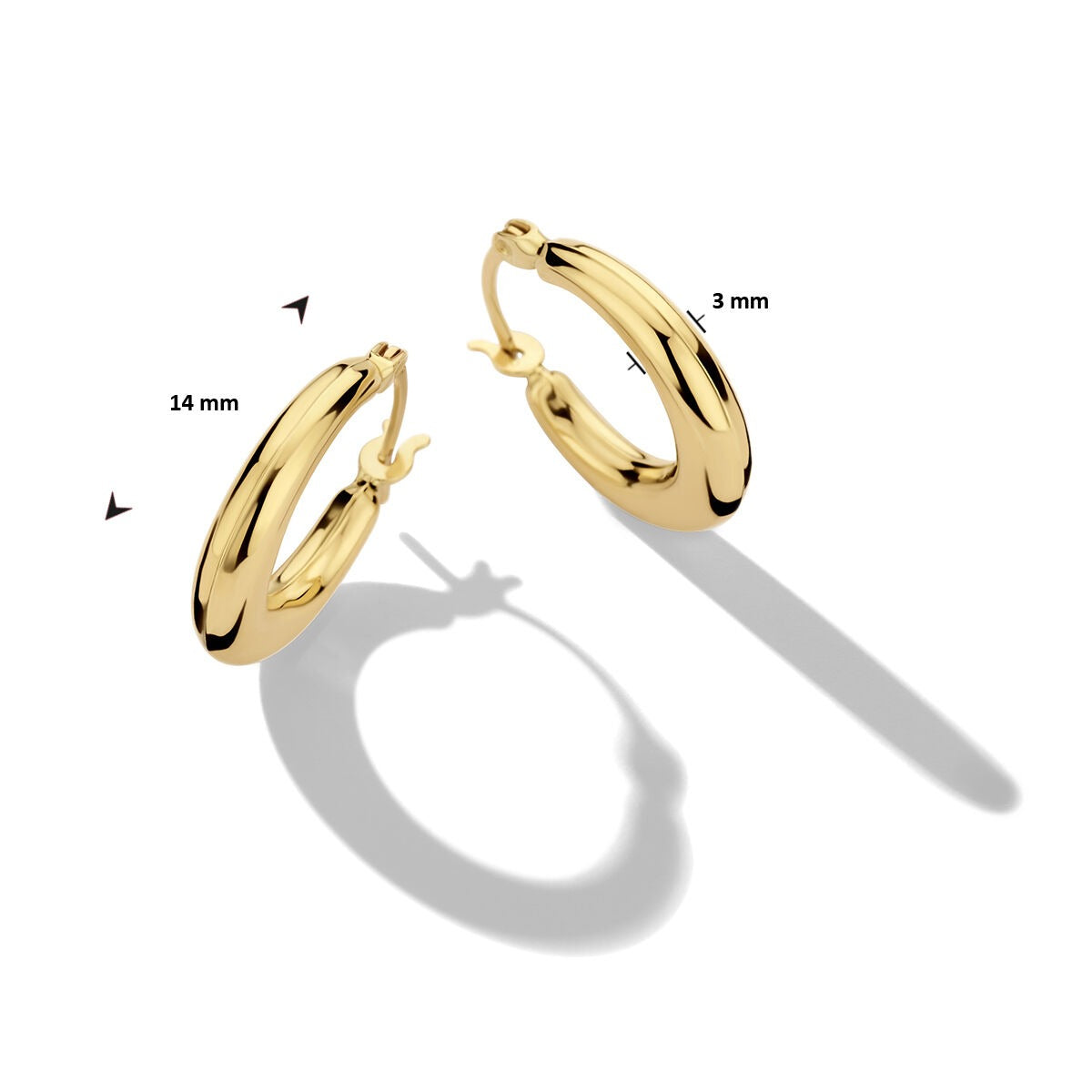 Orecchini a cerchio in oro giallo 14k 14 mm