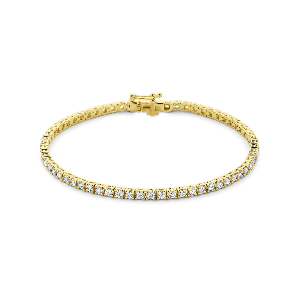 Bracciale tennis in argento 925 placcato oro con diamanti lab-grown.