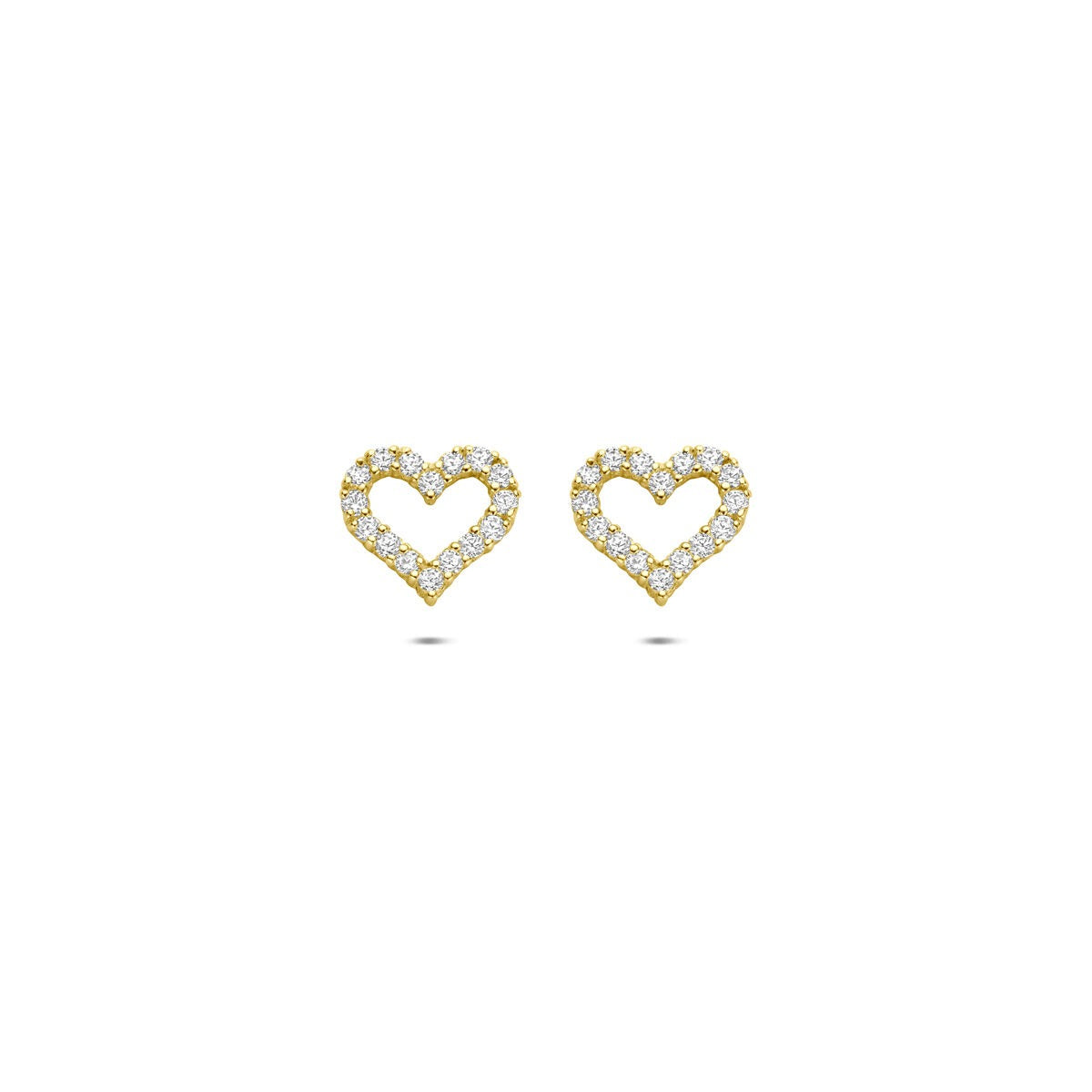 Orecchini a forma di cuore in oro 9k con zirconi.
