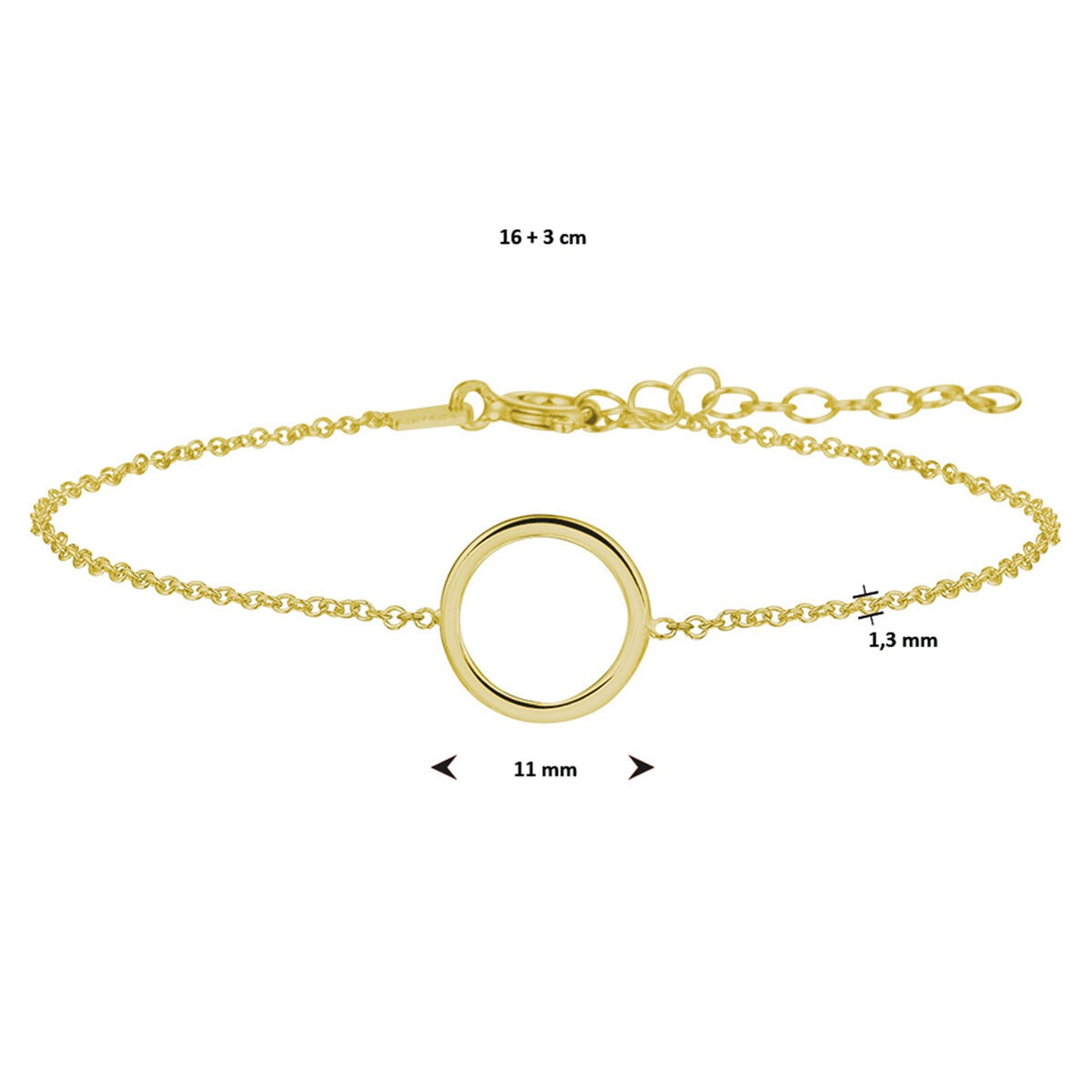 Bracciale da donna in argento dorato – oro giallo su argento 925 con elemento rotondo