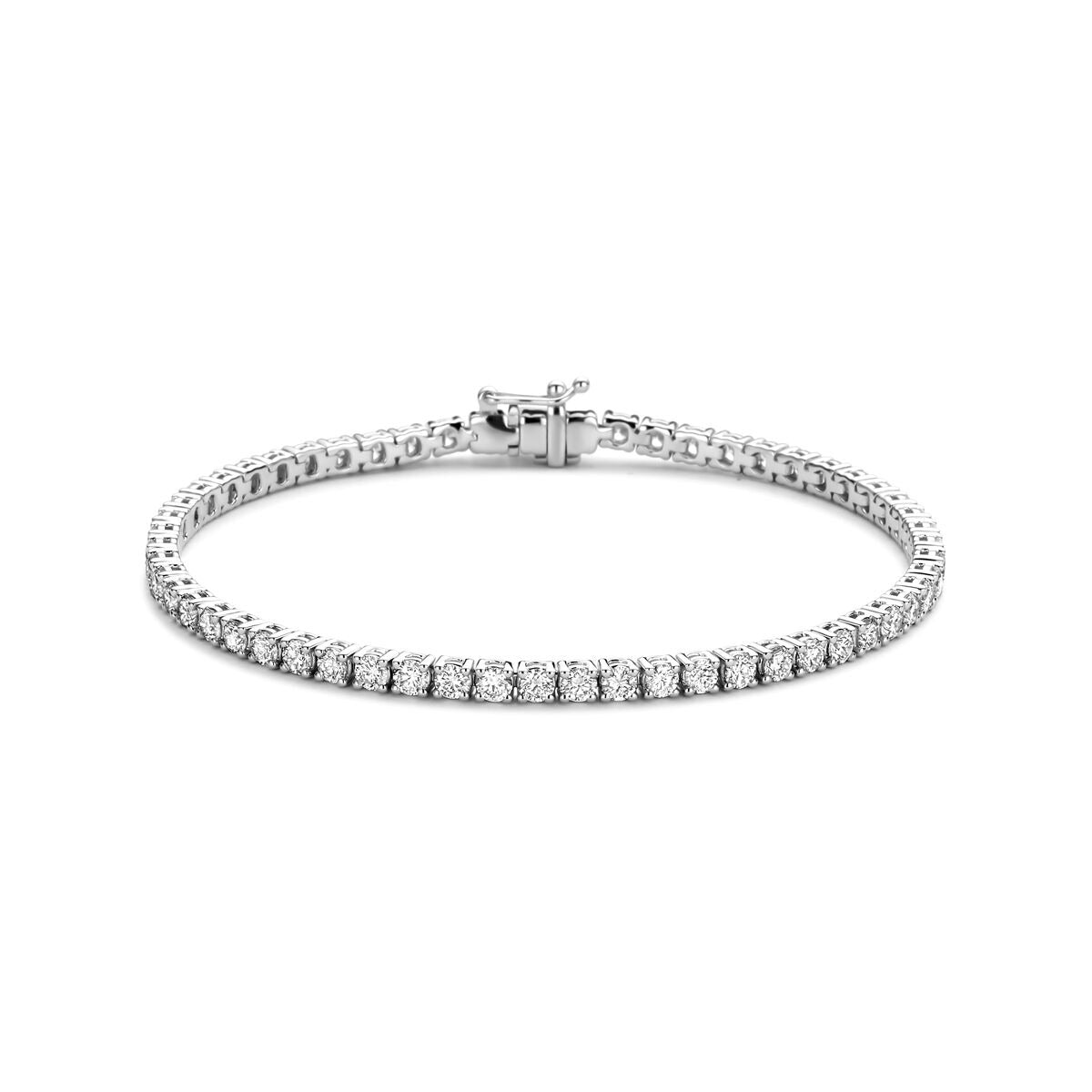 Bracciale in oro bianco 14k con diamanti lab-grown da 4.00ct, design tennis.