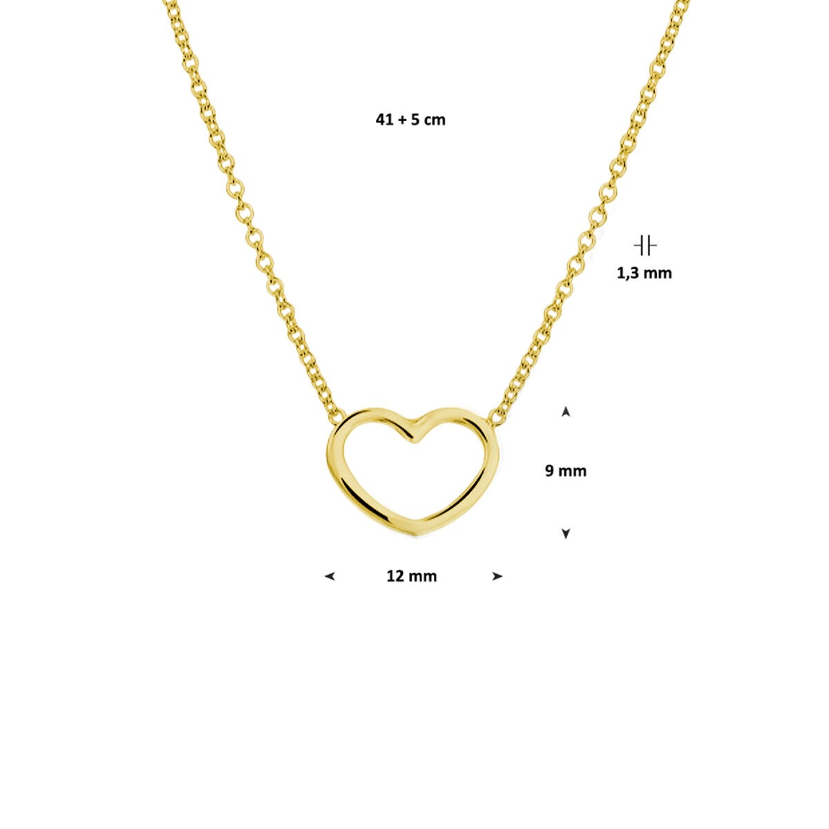 Collana cuore in argento dorato – simbolo d'amore color oro