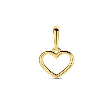 Ciondolo a forma di cuore in oro giallo 9 carati, con finitura lucida.