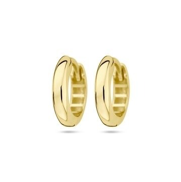 Orecchini alla creola in oro giallo 9k, diametro di 12,5 mm con chiusura a scatto.