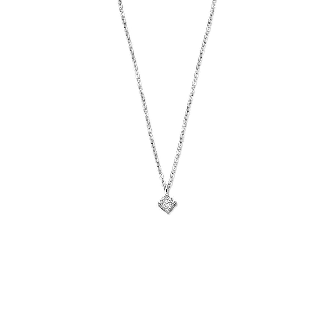 Gerhodineerd zilveren collier met zirkonia – 4 mm