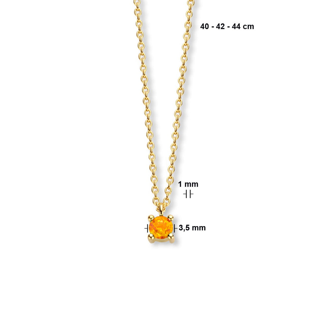 14k Geelgouden collier met geboortesteen citrien