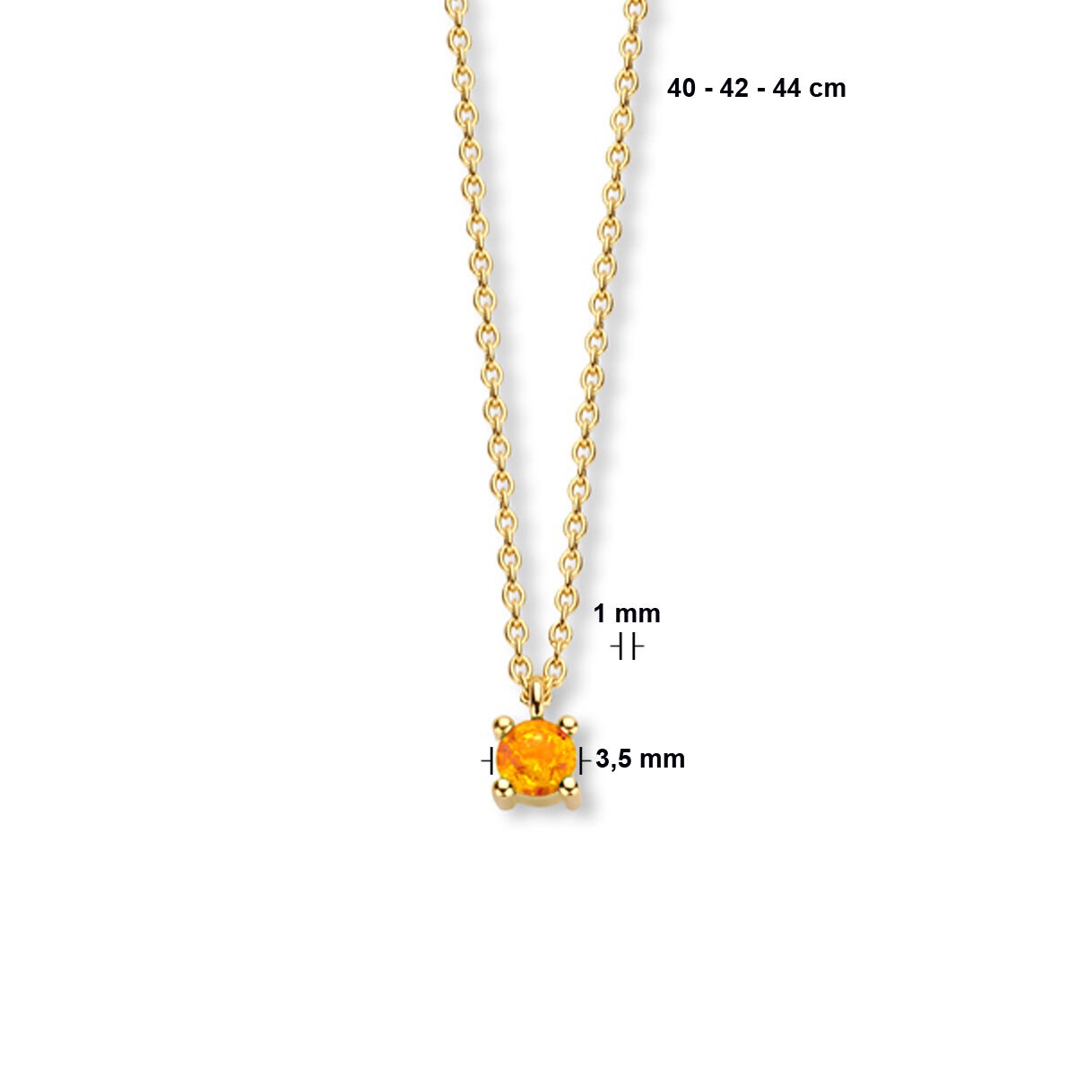 14k Geelgouden collier met geboortesteen citrien