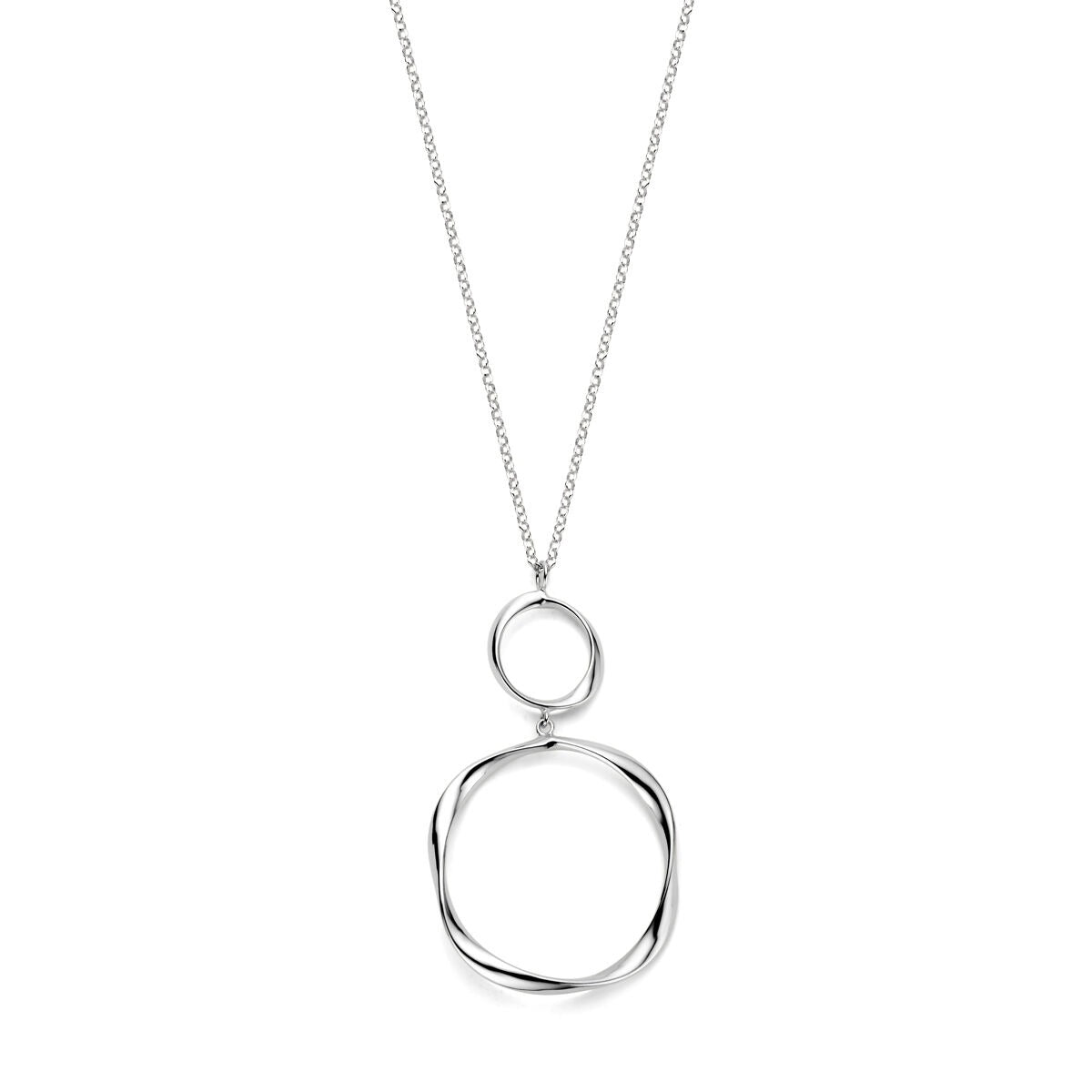 Collana in argento rodiato con maglia ad ancore, lunghezza 41 + 4 cm.