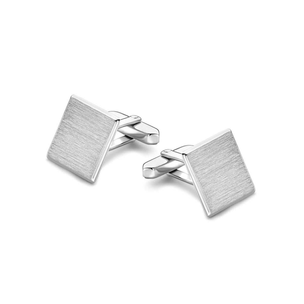 Gemelli quadrati in argento 925 rodiato con finitura opaca e lucida.
