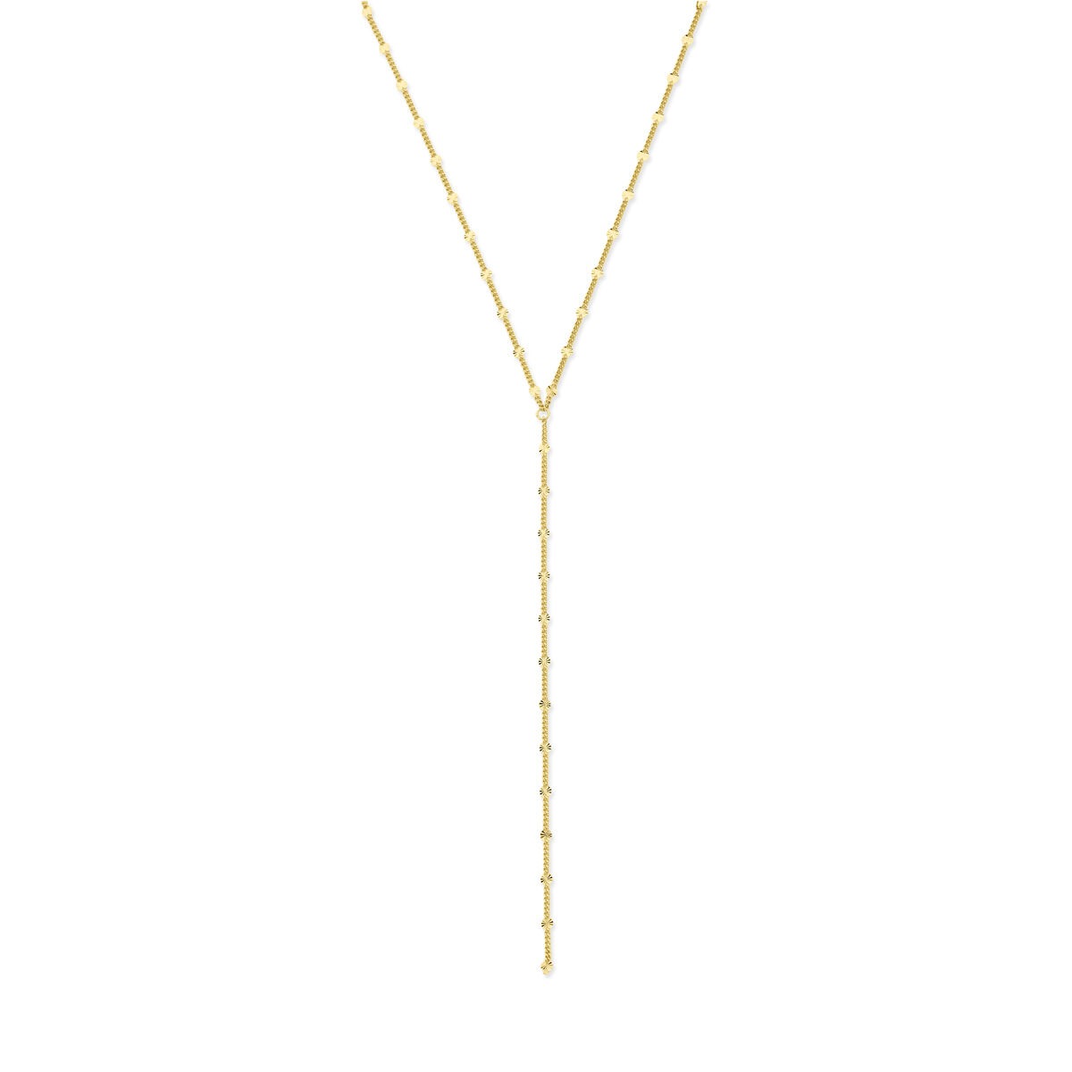 Vergulde 925 zilveren y-ketting met een lange, rechte hanger en een verfijnde schakelstructuur.