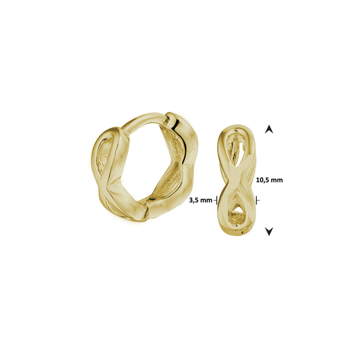 Orecchini a cerchio in argento placcato oro – accento amicizia 3,5 mm
