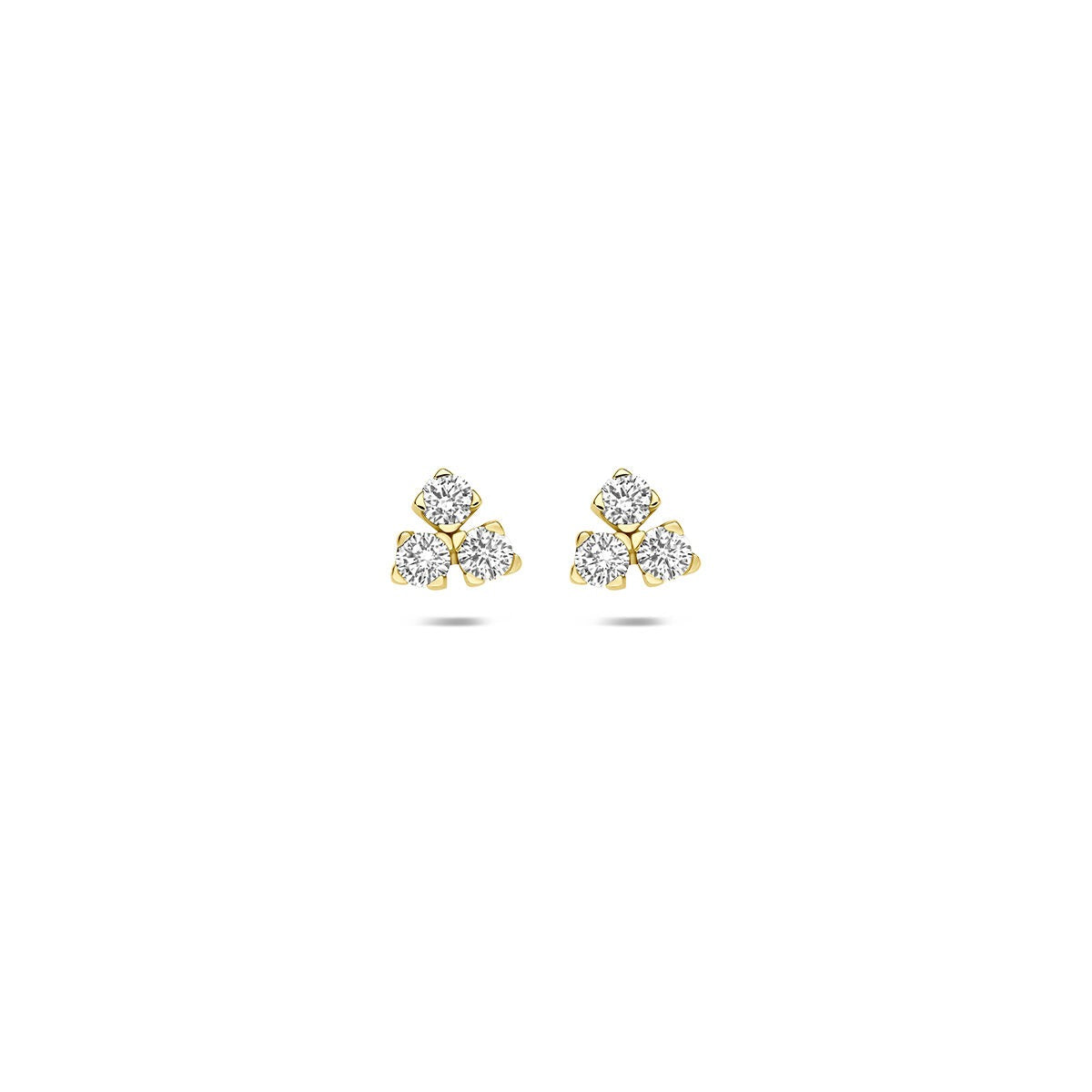 Orecchini a forma di triangolo in oro giallo 14k con diamanti lab-grown da 0,07 ct.