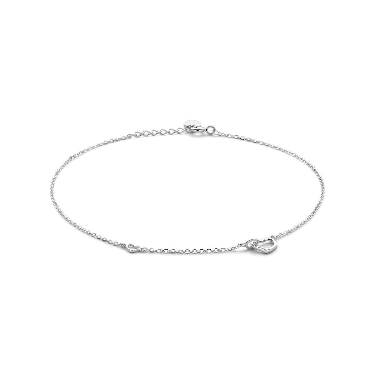 Bracciale alla caviglia in argento 925 rodiato con perline.