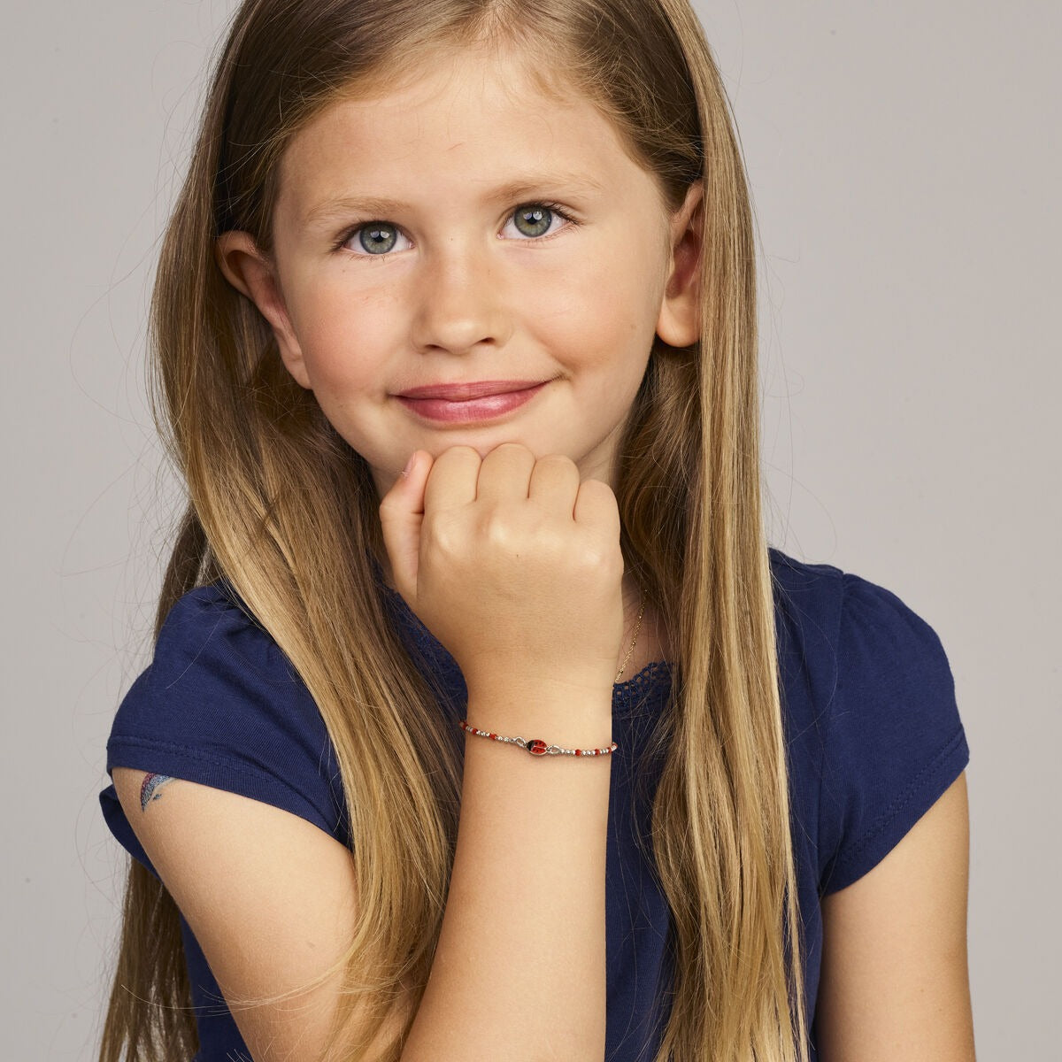 Bracciale per bambini in argento con coccinelle – argento 925 rodiato 13 + 3 cm