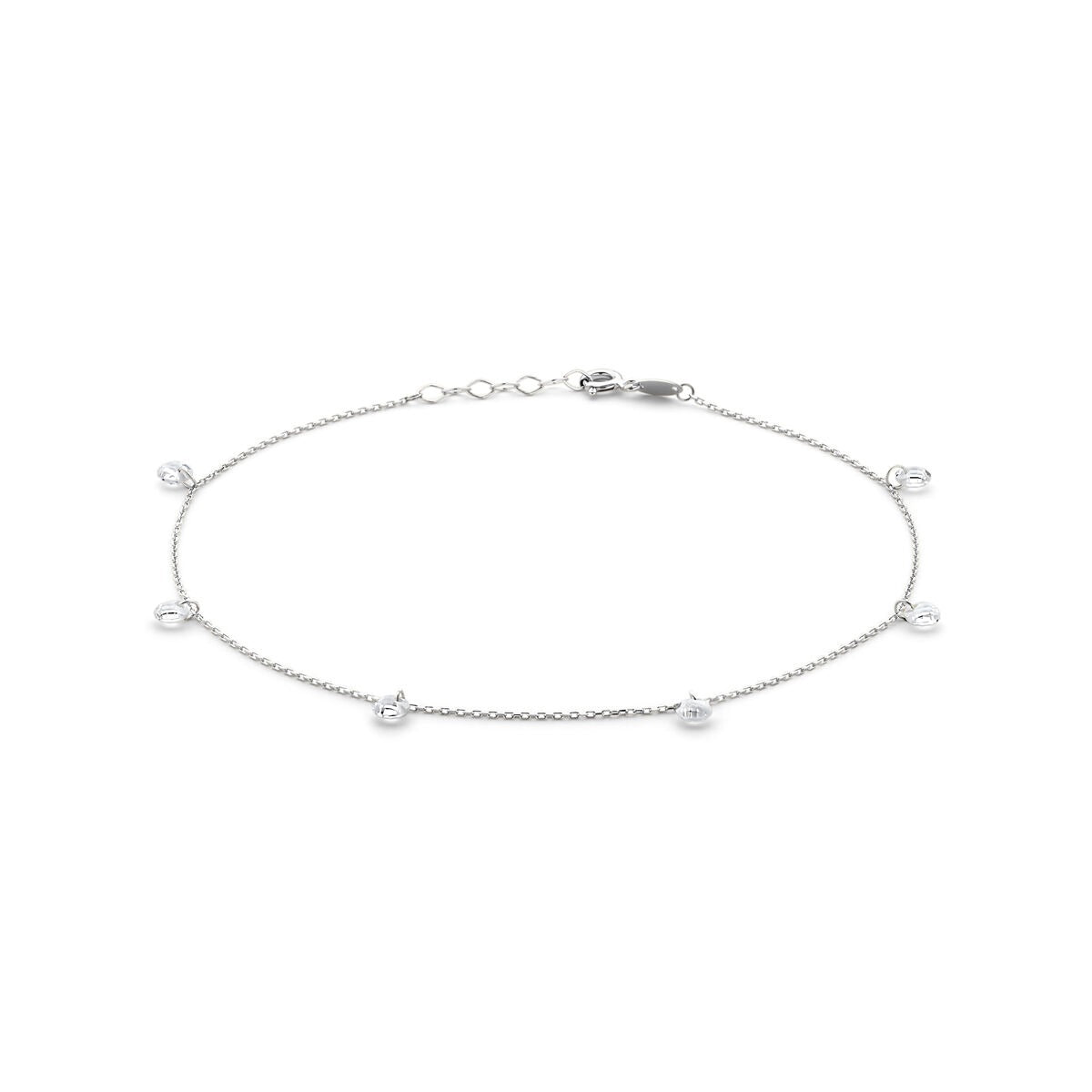 Bracciale alla caviglia in argento 925 rodiato con zirconi.