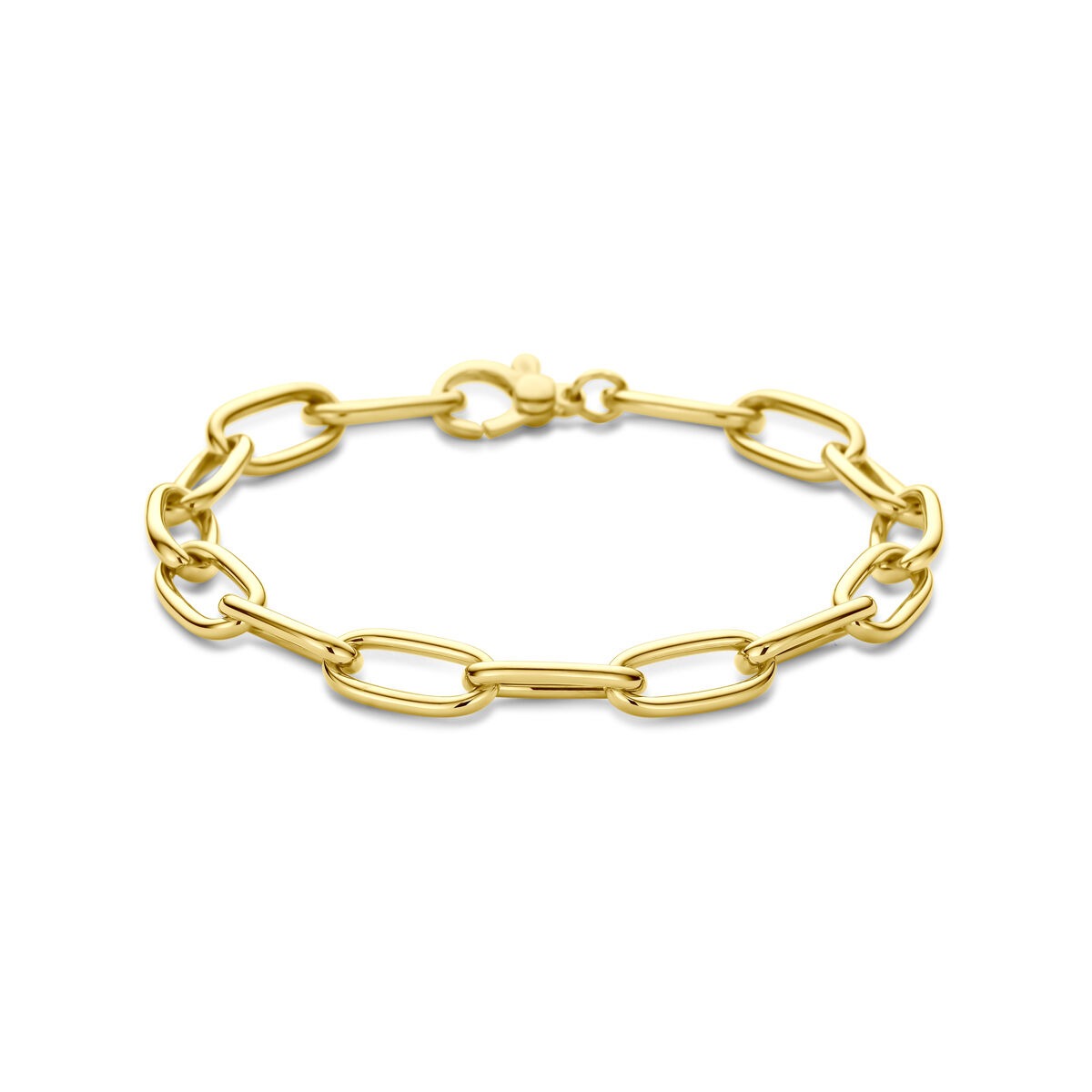 Bracciale in oro giallo 14k con maglie a catena di 7 mm.