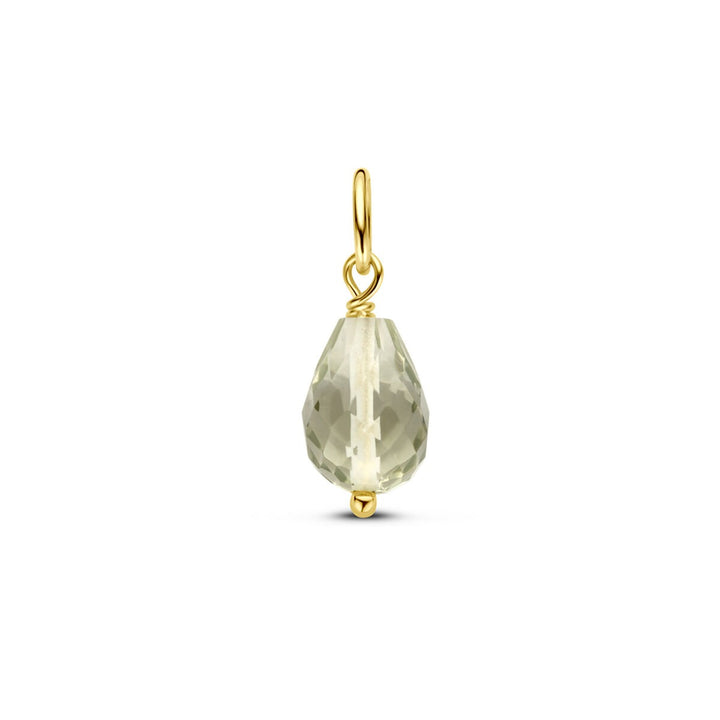 14k Geelgouden Hanger met Groene Amethist – Briolette Geslepen