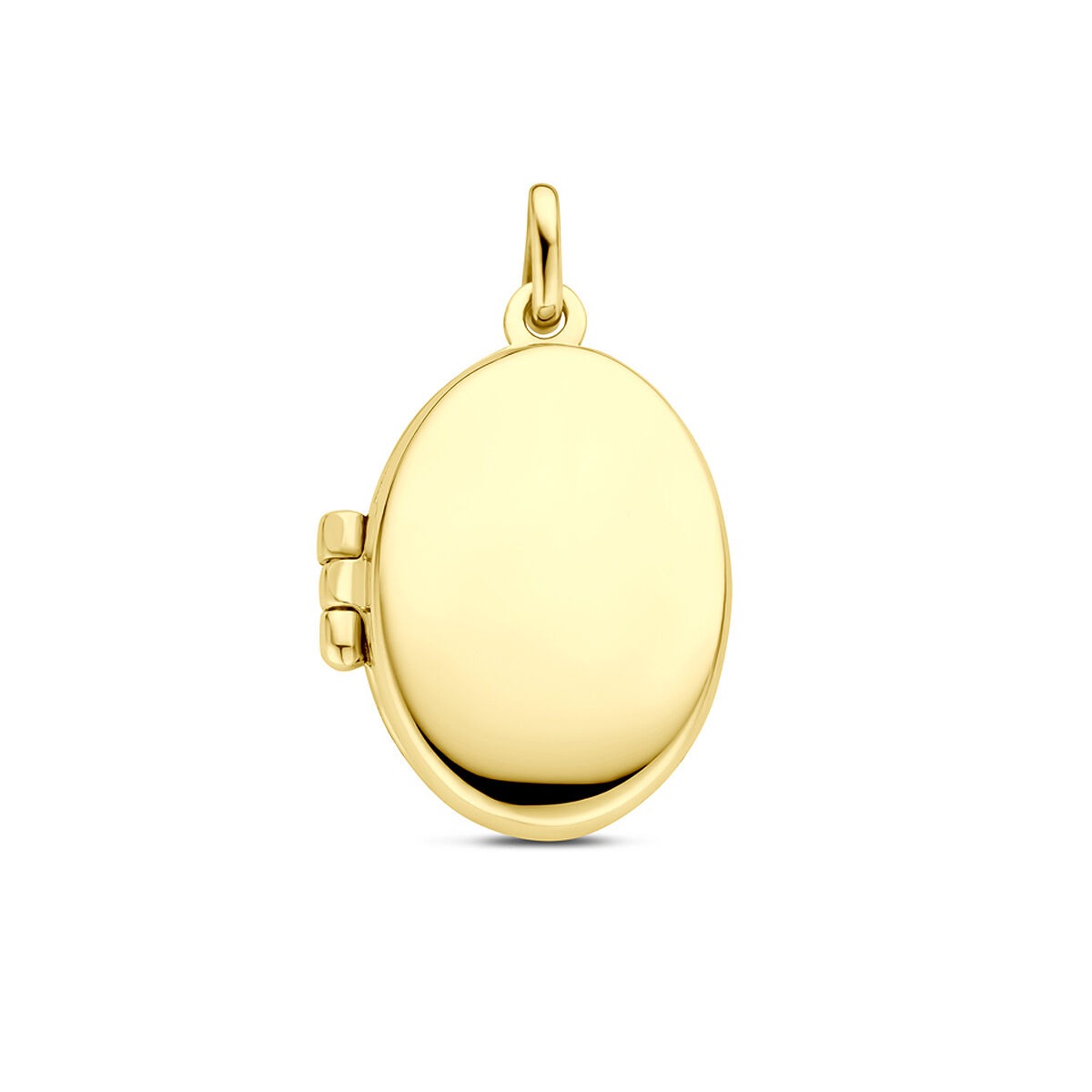 Medaillon ovale in oro giallo 9 carati con finitura lucida.