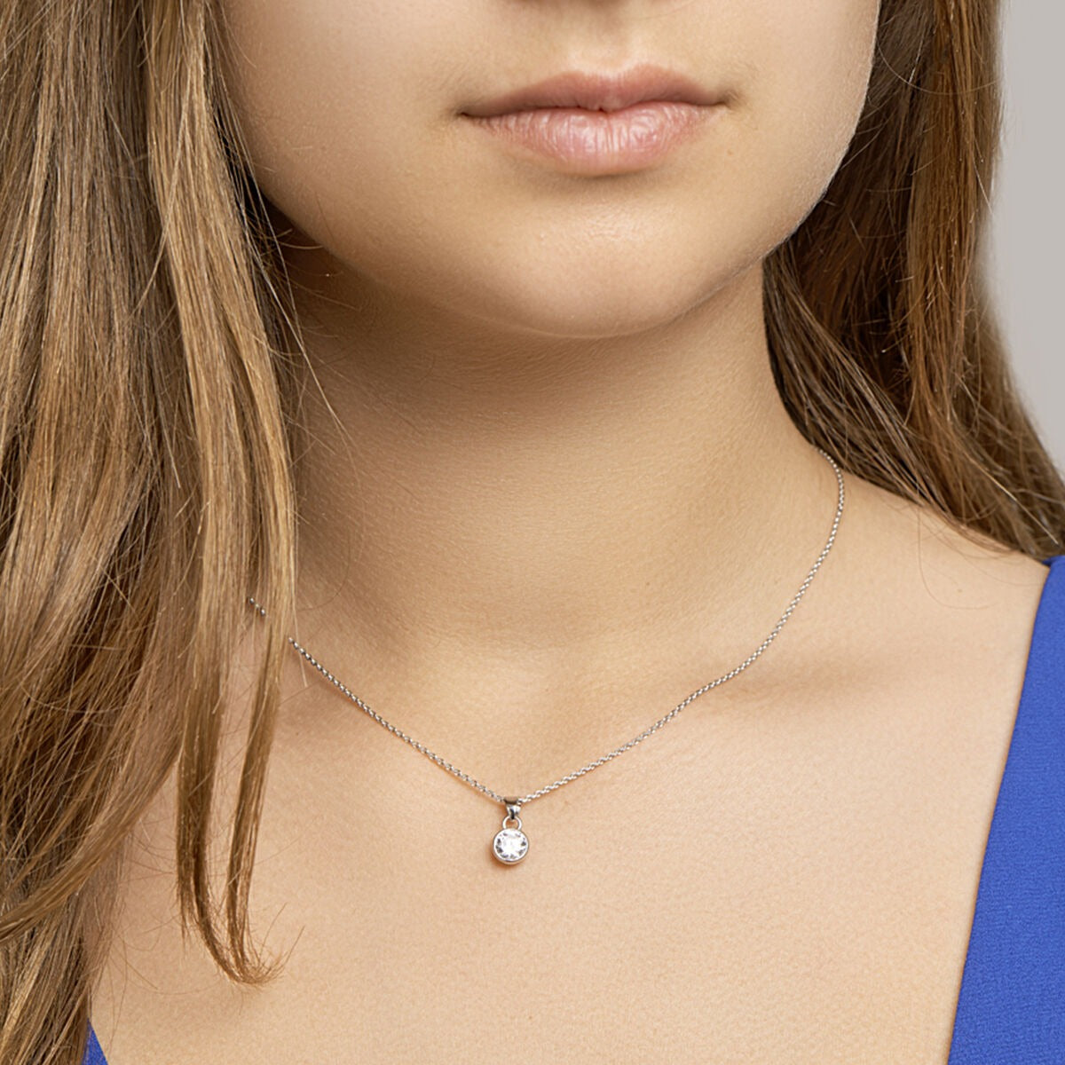 Collier in argento con ciondolo zircone – argento 925 rodiato
