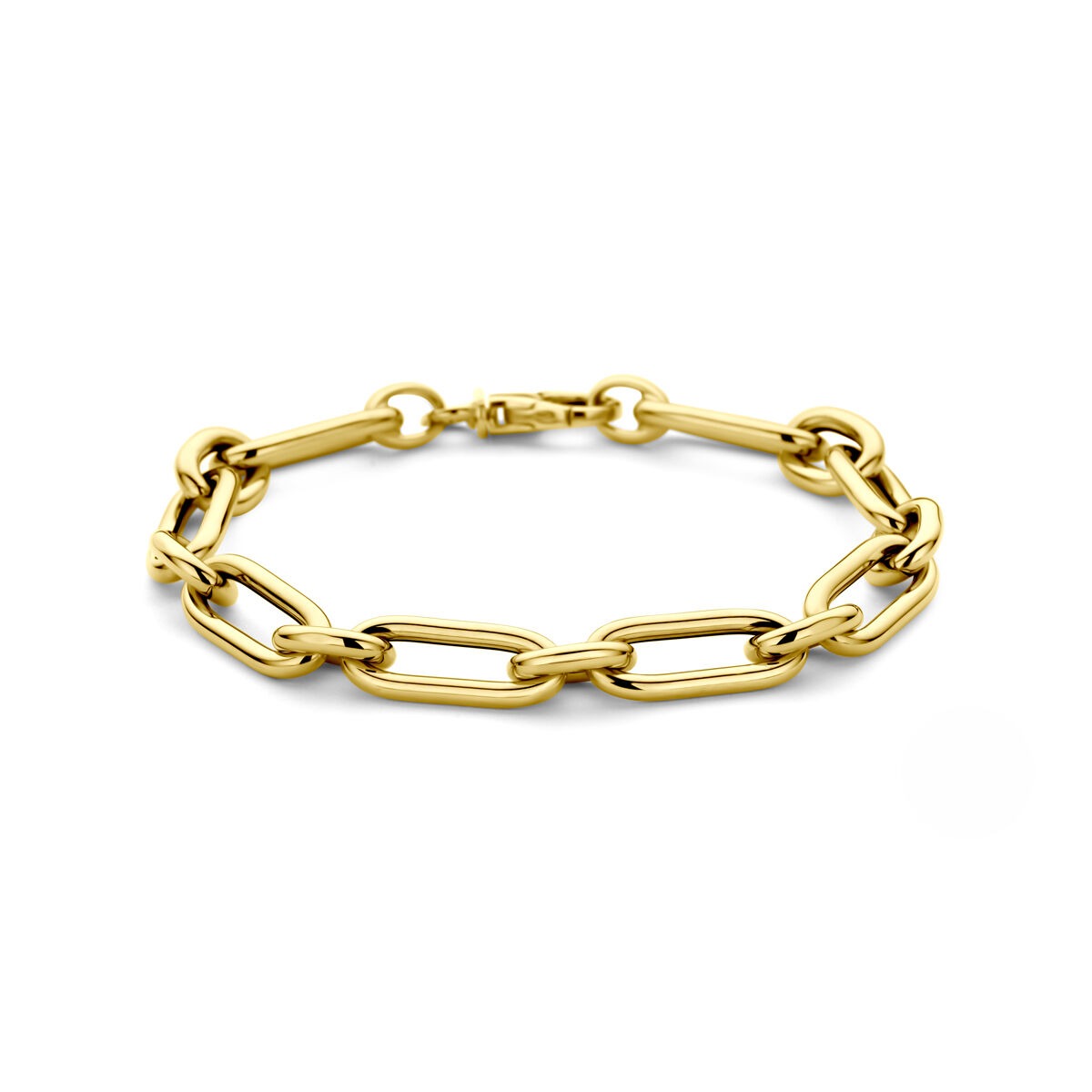 Bracciale in oro giallo 14k con maglie a forma di ancoraggio.