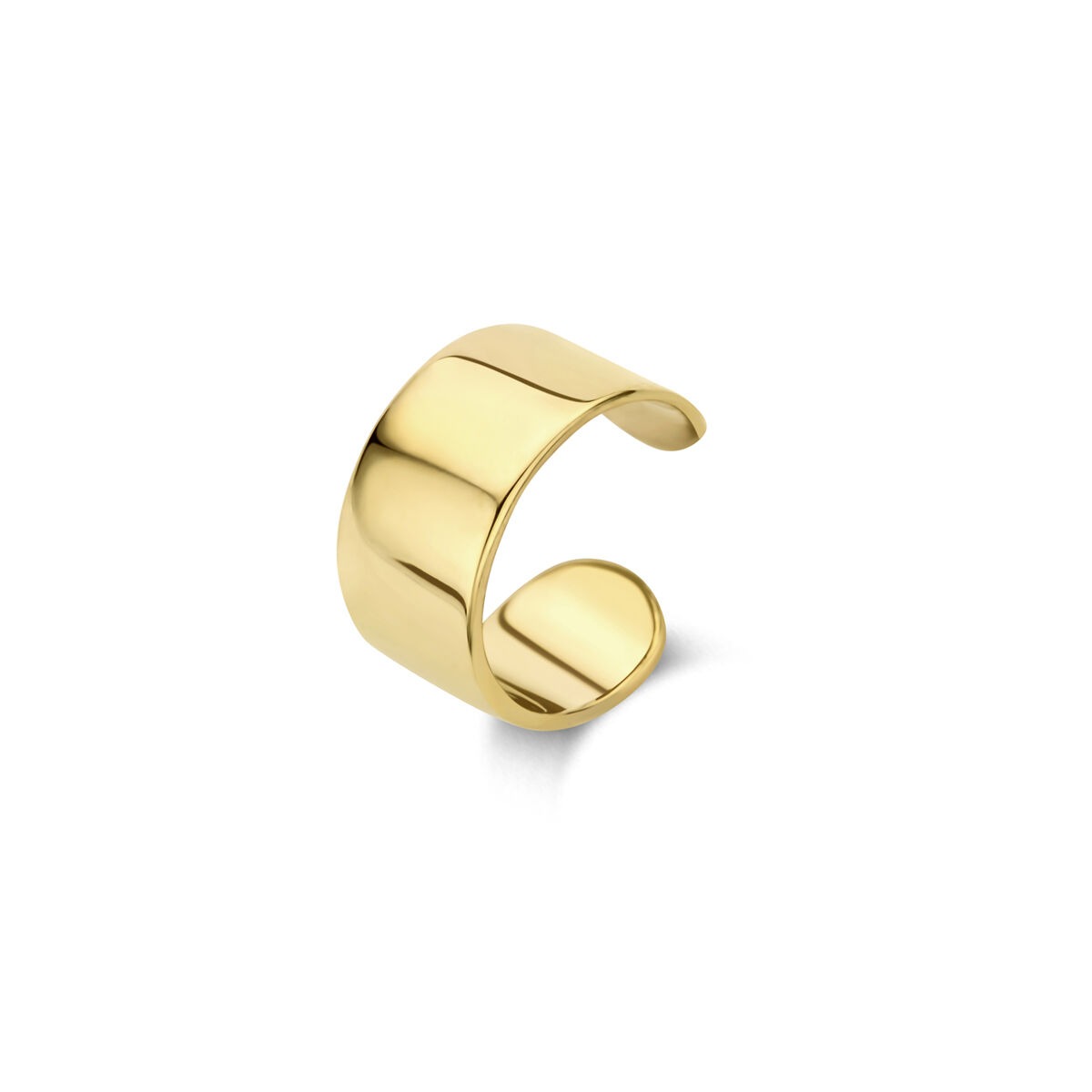 Ear cuff in oro giallo 14k, con finitura lucida e design semplice e moderno.